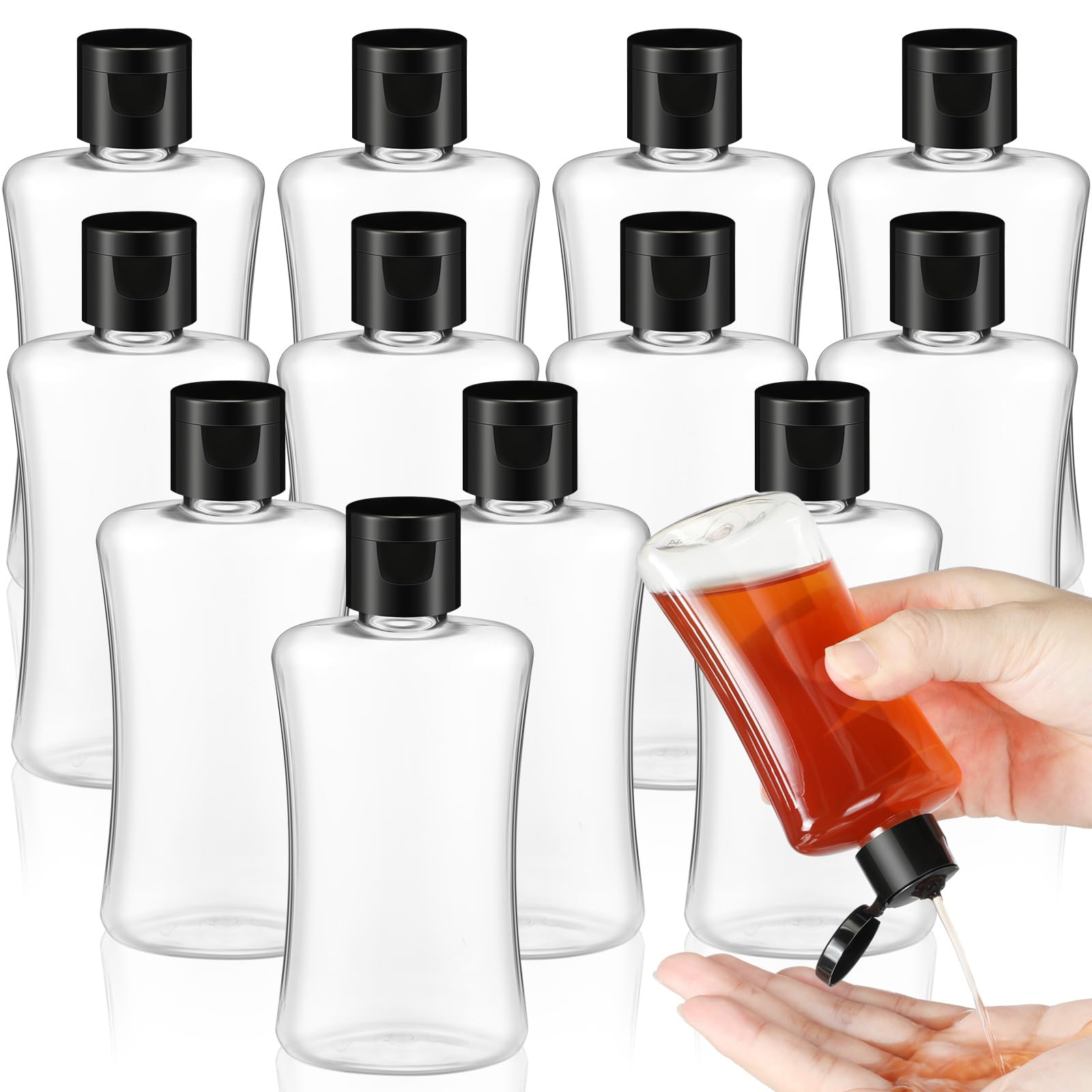 Domensi 12 Pcs 3.4 Oz Travel Bottles With Flip Cap Clear Plastic Travel Size Containers Portable Leak Proof Squeeze Bottle Refil