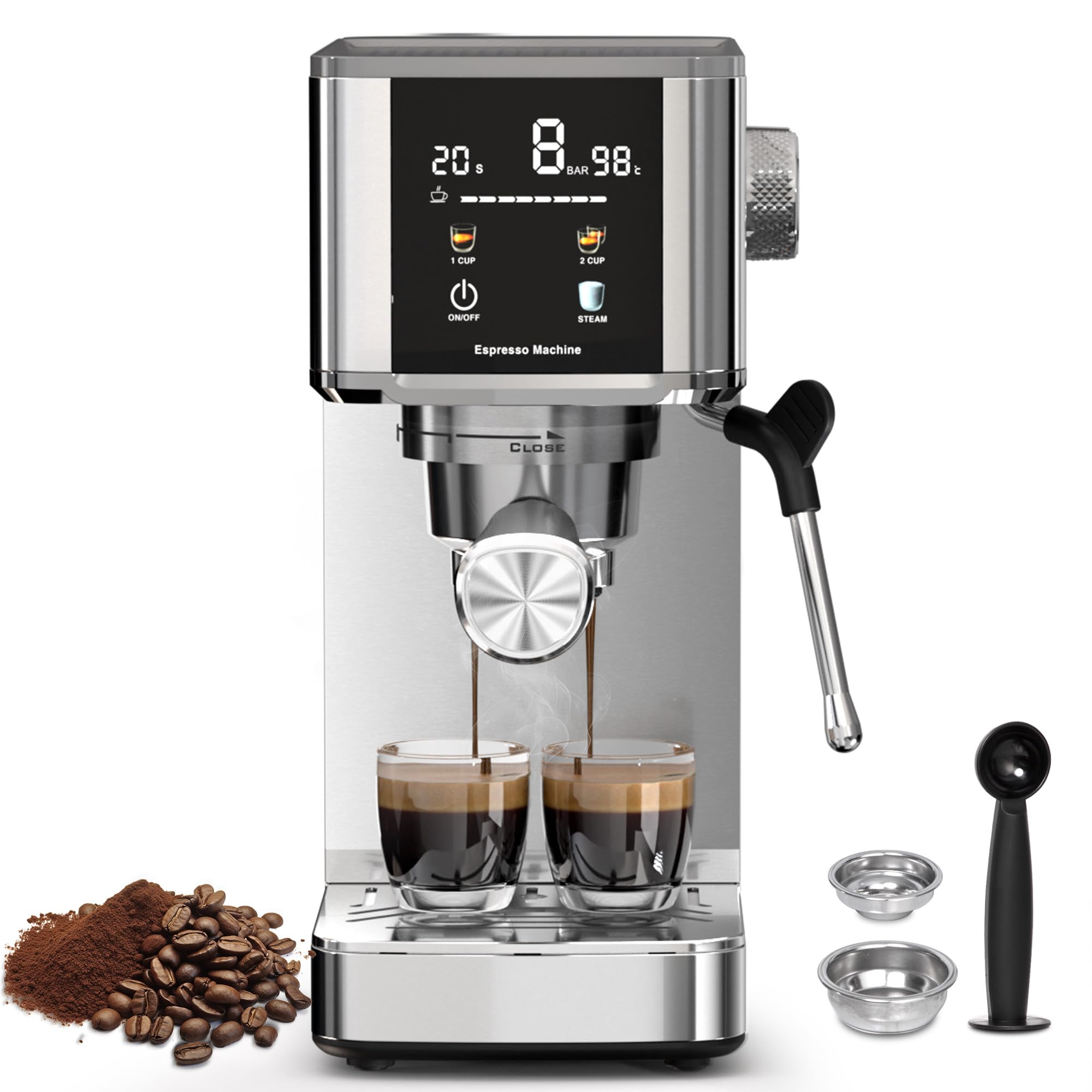 Kismile 20-Bar Espresso Machines,Professional Espresso Maker with Milk Frother Steam Wand for Latte&Cappuccino,Coffee Machine wi