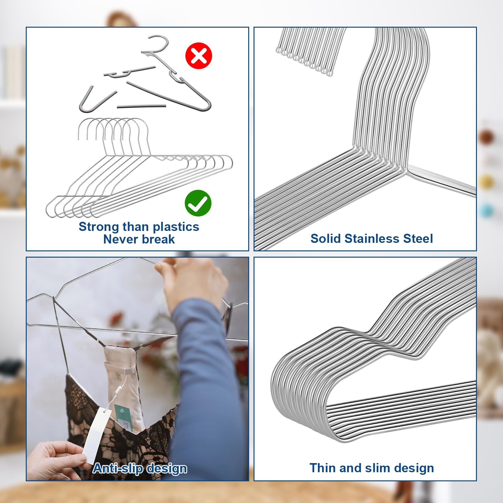 LifHap Stainless Steel Kids Hangers - 20 Pack, Non-Slip, Space-Saving, Silver for Baby, Toddler & Kids' Clothes