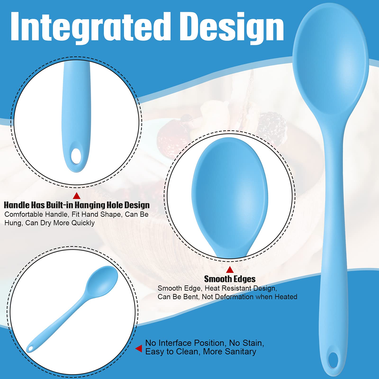 4 Pcs Silicone Mixing Spoons Nonstick Heat Resistant Silicone Utensil Spoons Silicone Basting Cooking Spoons Multicolor Serving