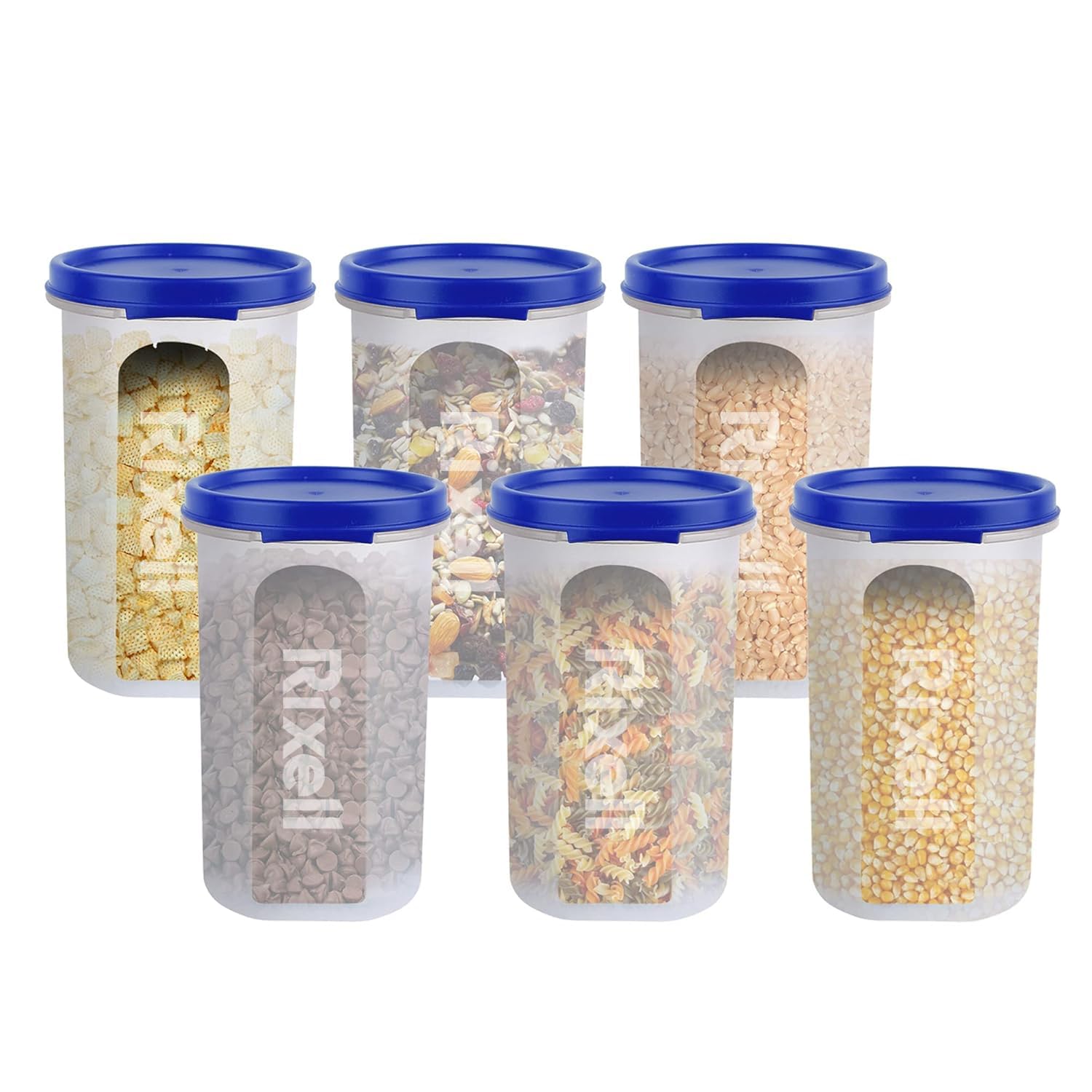 Rixell Round Kitchen Storage Containers With Removable Lid, Food Grade Plastic, 500Ml, Pack Of 6, Airtight And Leak Proof