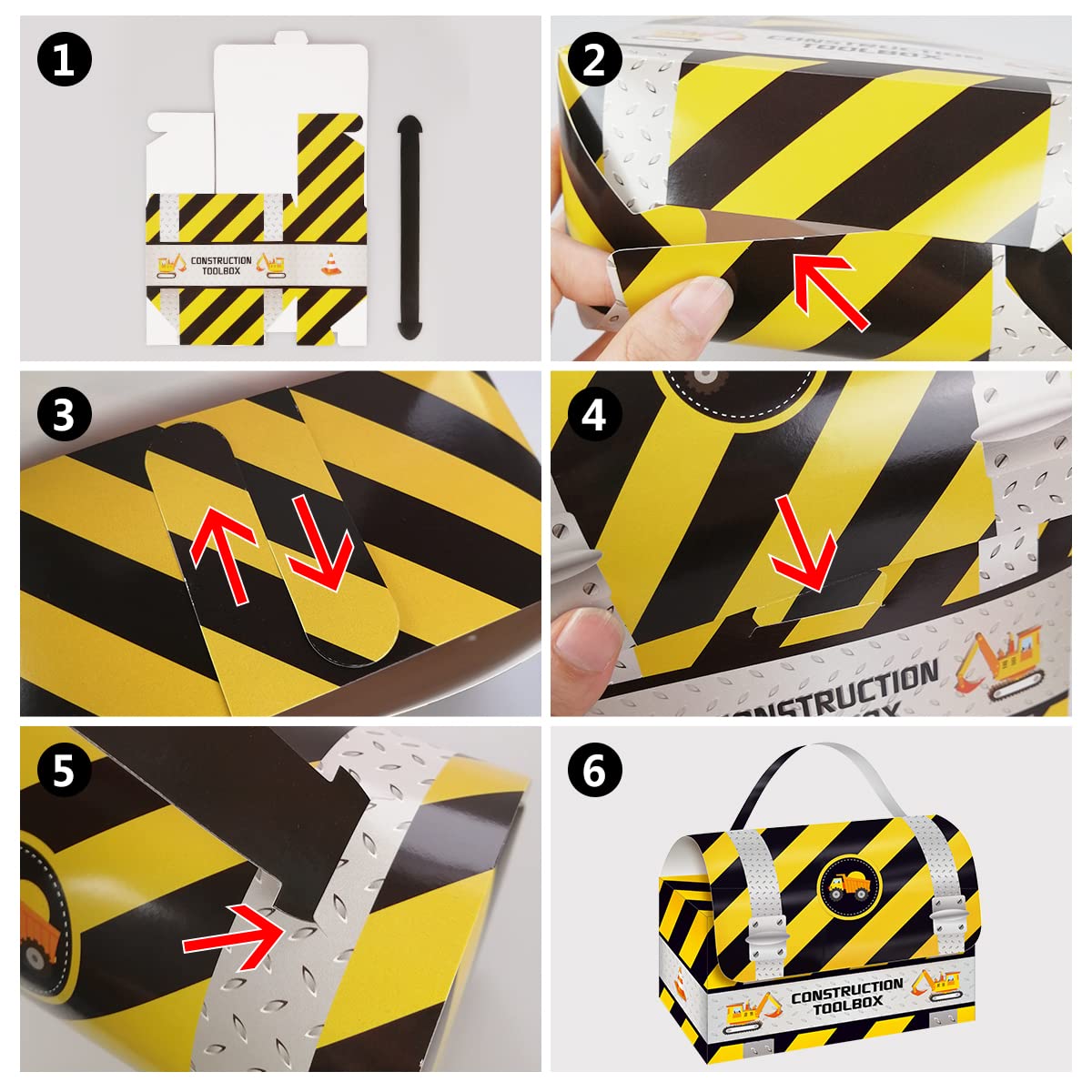 Cieovo 24 Pack Construction Party Goodie Favor Box, Construction Truck Candy Treat Bags Gift Boxes With Handles For Construction