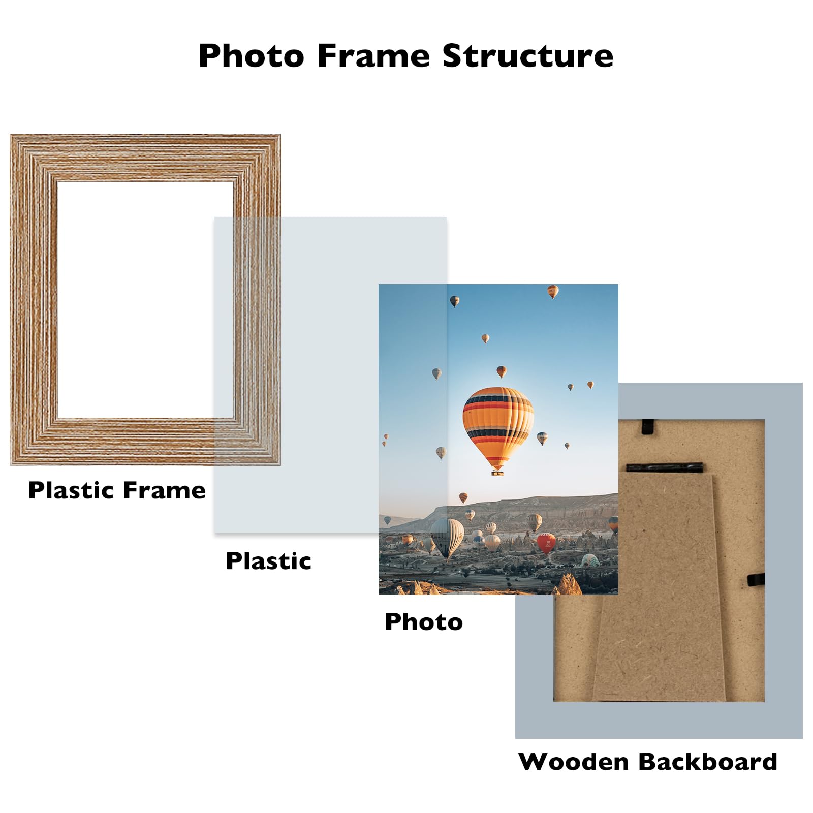 JCJMY 3x4 Picture Frame Black for Tabletop or Wall, 3 x 4 Wall Gallery Poster Photo Frame with Shatter Resistant Plexiglass, Rus