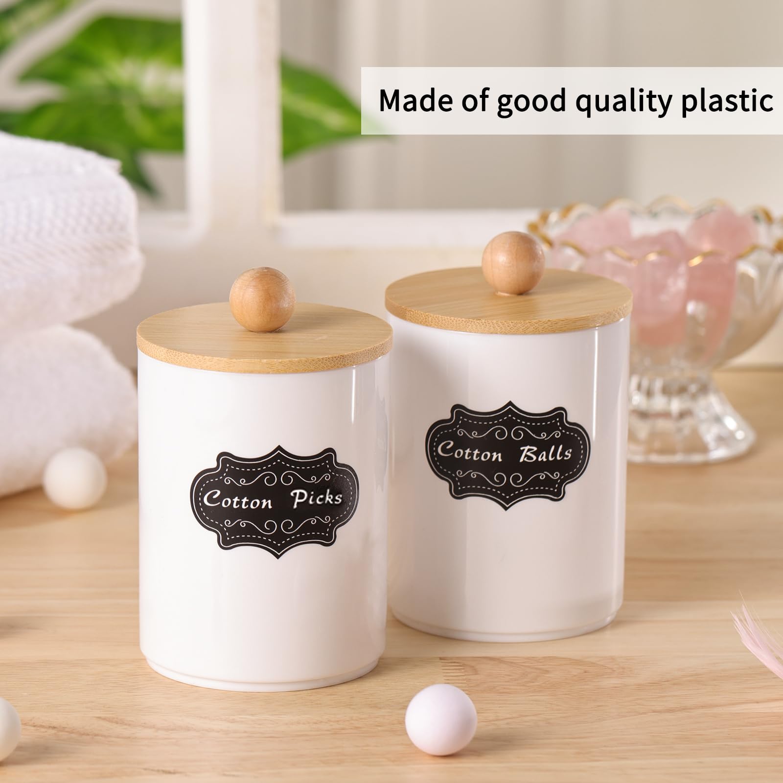 Fixwal Bamboo Bathroom Accessories, 8Pcs Bathroom Accessory Set With Trash Can, Toothbrush Holder, Soap Dispenser, Soap Dish, Pl
