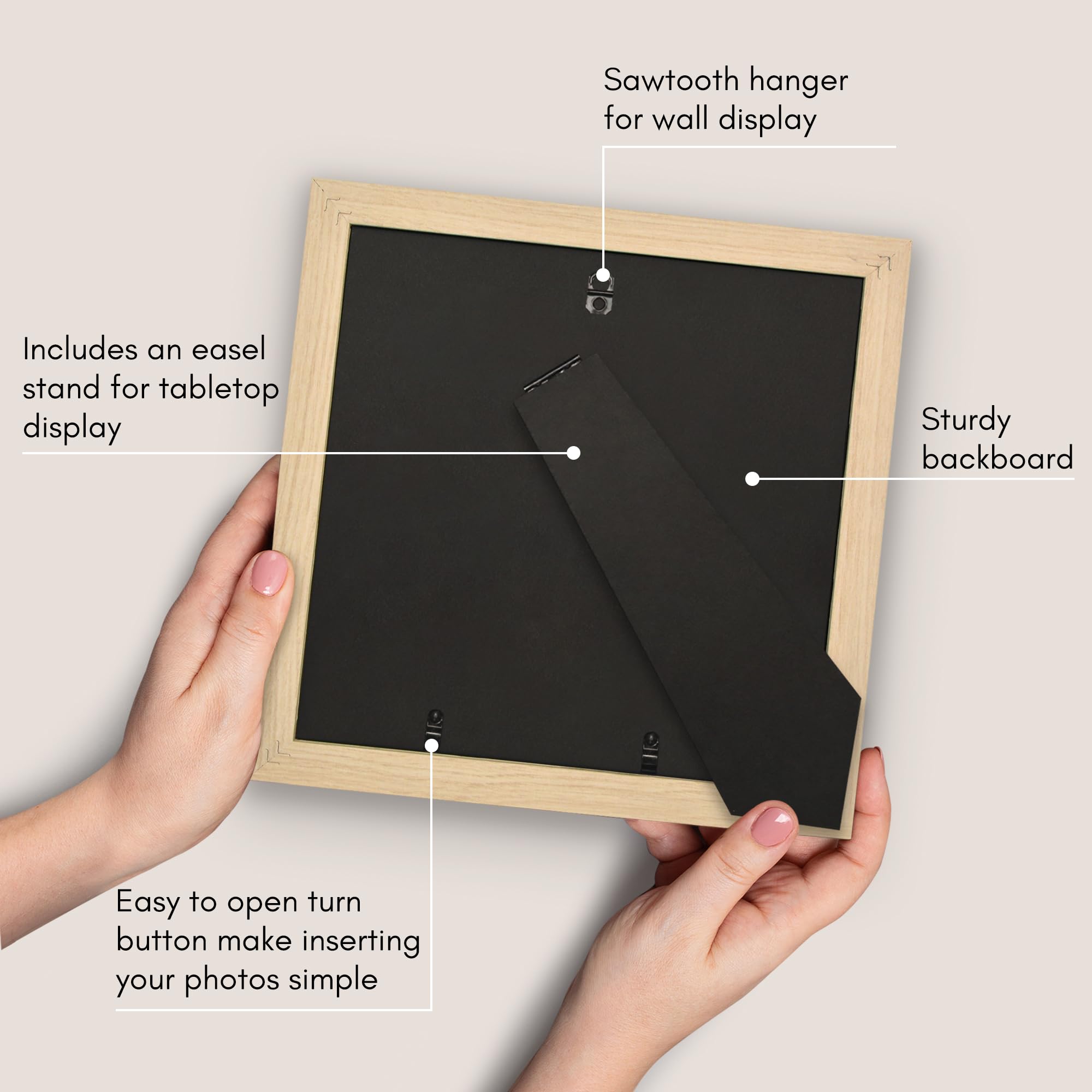 Americanflat 10x10 Picture Frame with Shatter-Resistant Glass - Use as 8x8 Frame with Mat or Display 10x10 Photo Without Mat - H