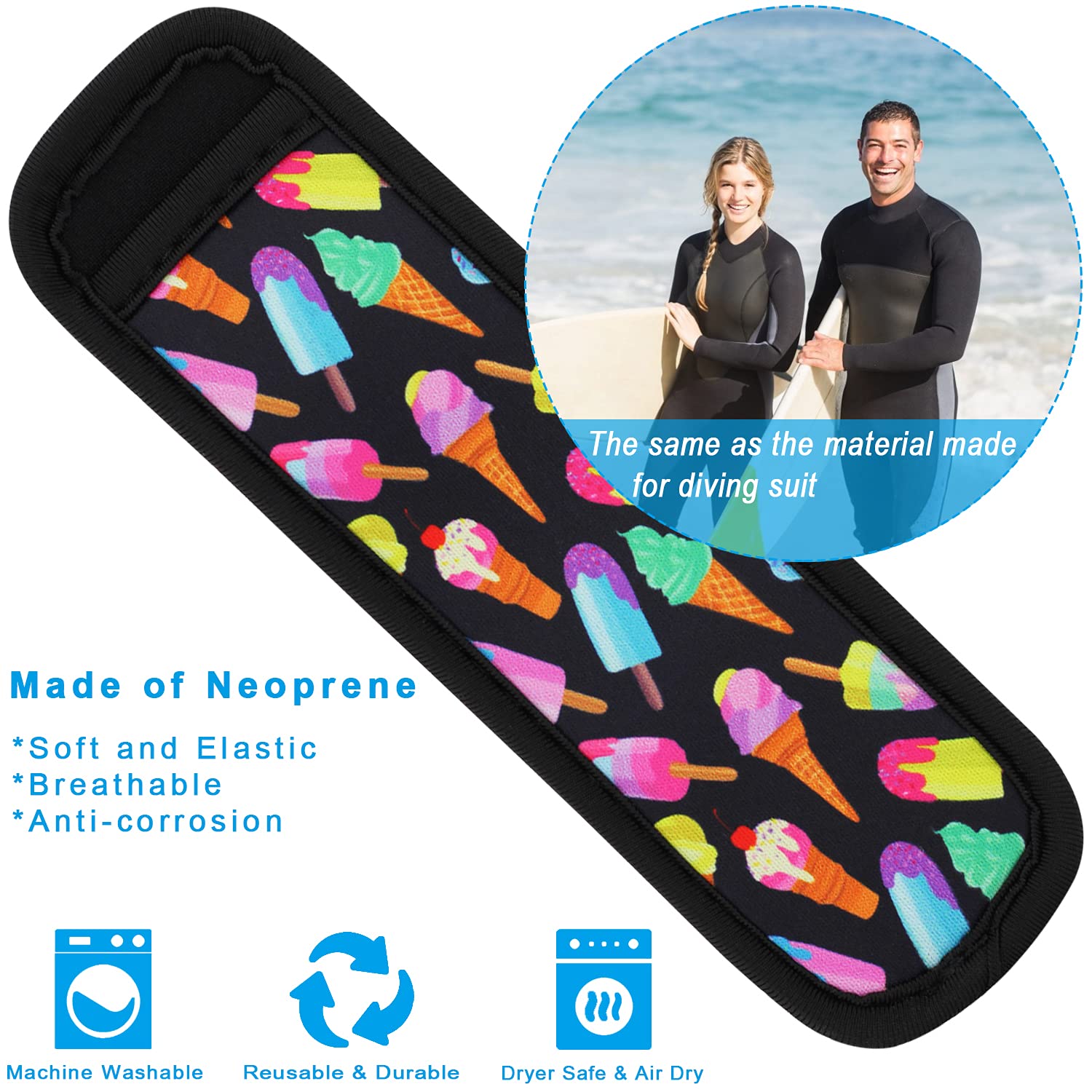 Hzran Ice Pop Sleeves, 8 Pieces Ice Pop Neoprene Insulator Sleeves, Freezer Popsicle Holder Sleeves, Colorful Ice Sleeves Holder