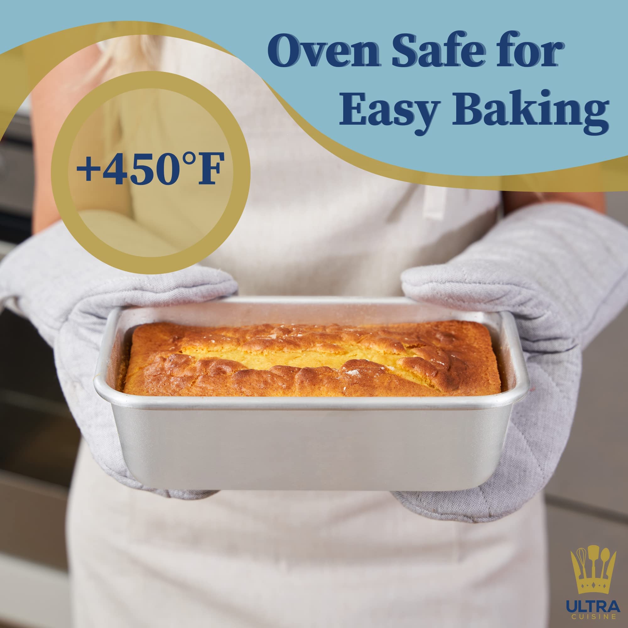 Ultra Cuisine Aluminum Loaf Pan for Baking Bread - 9.5x5 inch Loaf Pan  1lb - Easy Clean  Quality  Durable Bread Tin - Commercial Aluminum Bread Pan for Baking Banana Bread  Cakes  Casseroles  Loaves