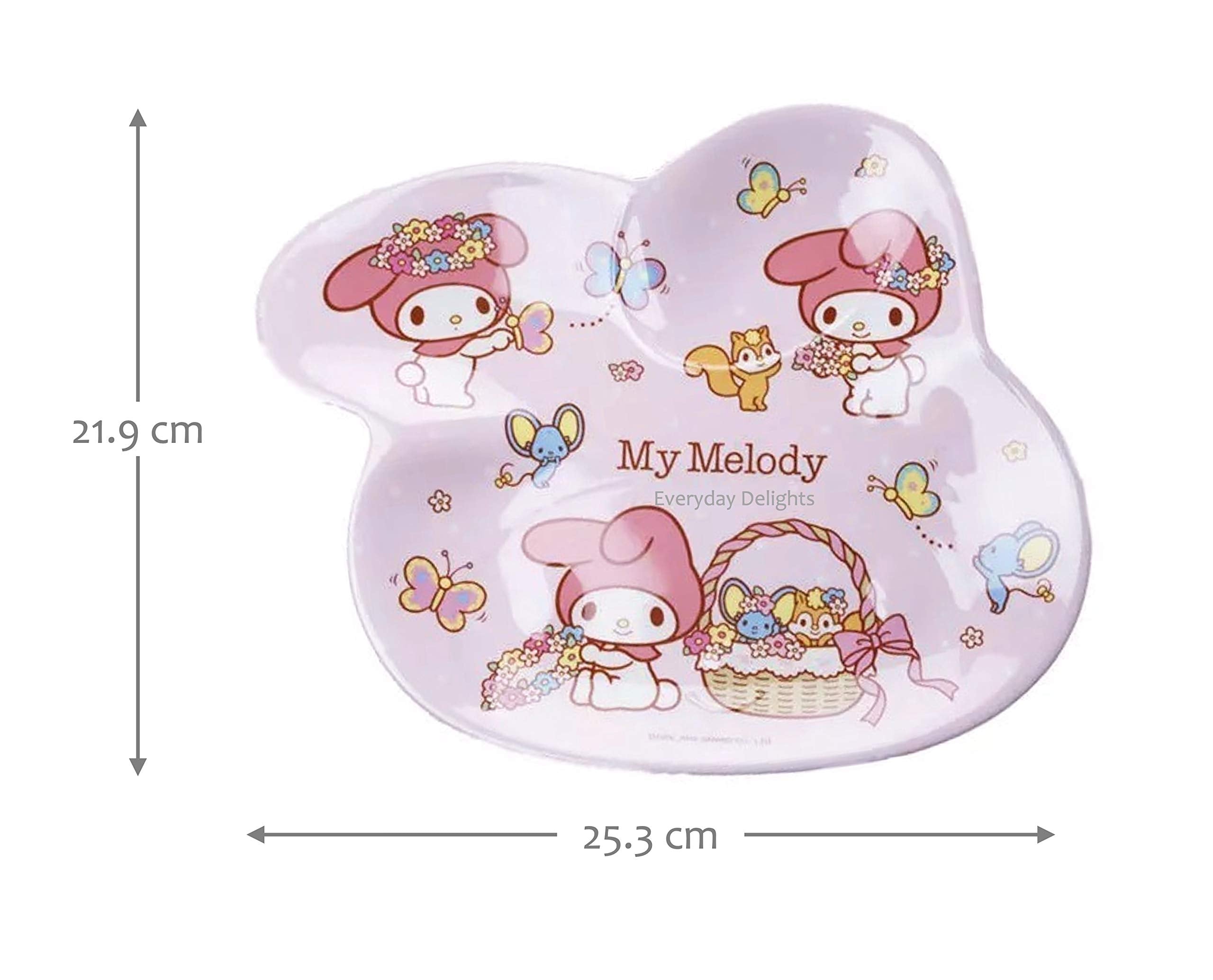 Everyday Delights My Melody Rabbit Dinnerware Flatware Meal Set for Girls - Plate Bowl Cup Spoon, 4 pieces, Pink
