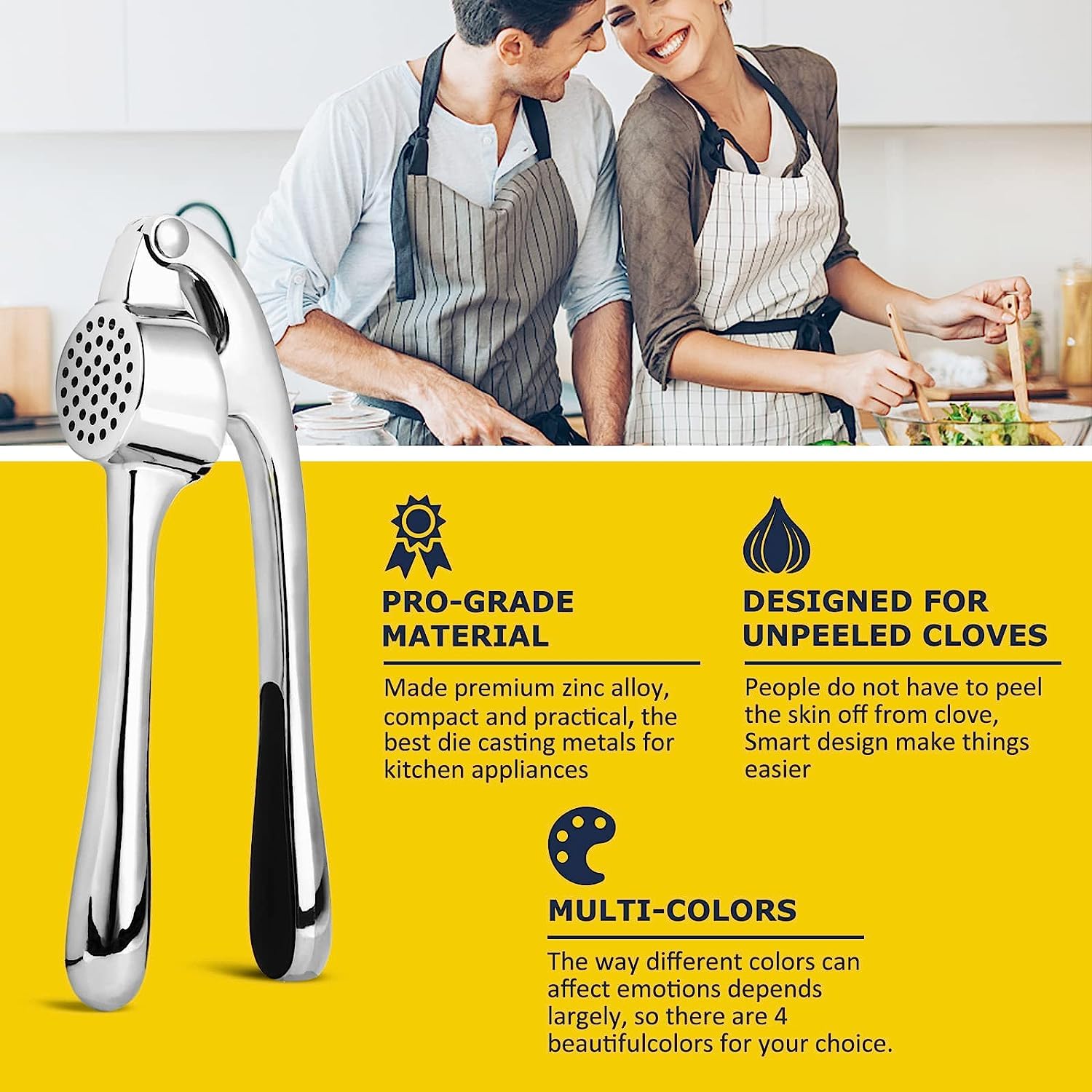 Premium Garlic Press Stainless Steel - Elevate Your Culinary Experience With Our Premium Garlic Mincer, Crusher & Peeler Set, Di