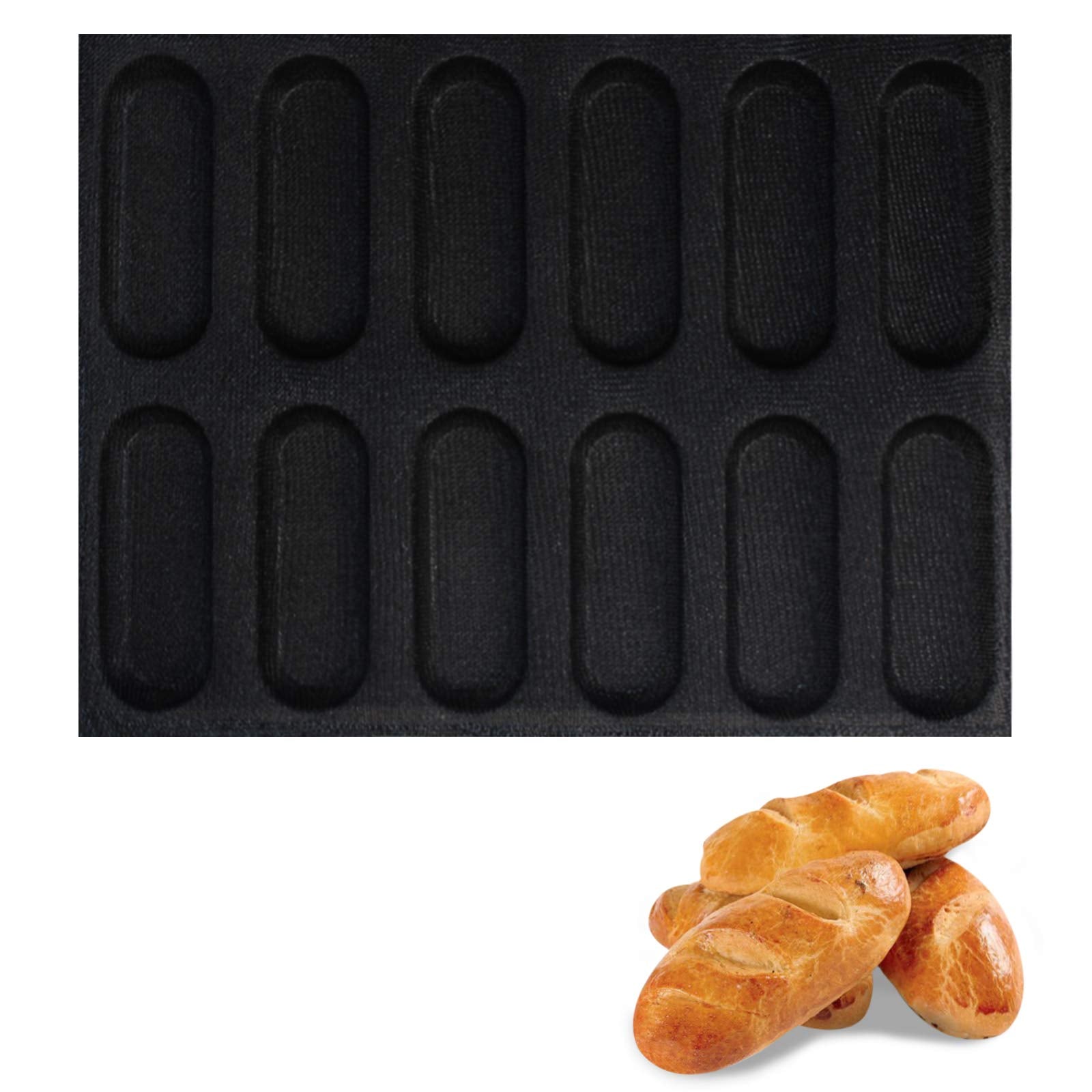 Silicone Hot Dog Bun Mold Mini Silicone Baguette Mould Non-Stick Baking Form Mini Sandwich Baking Molds Silicone Perforated Baki