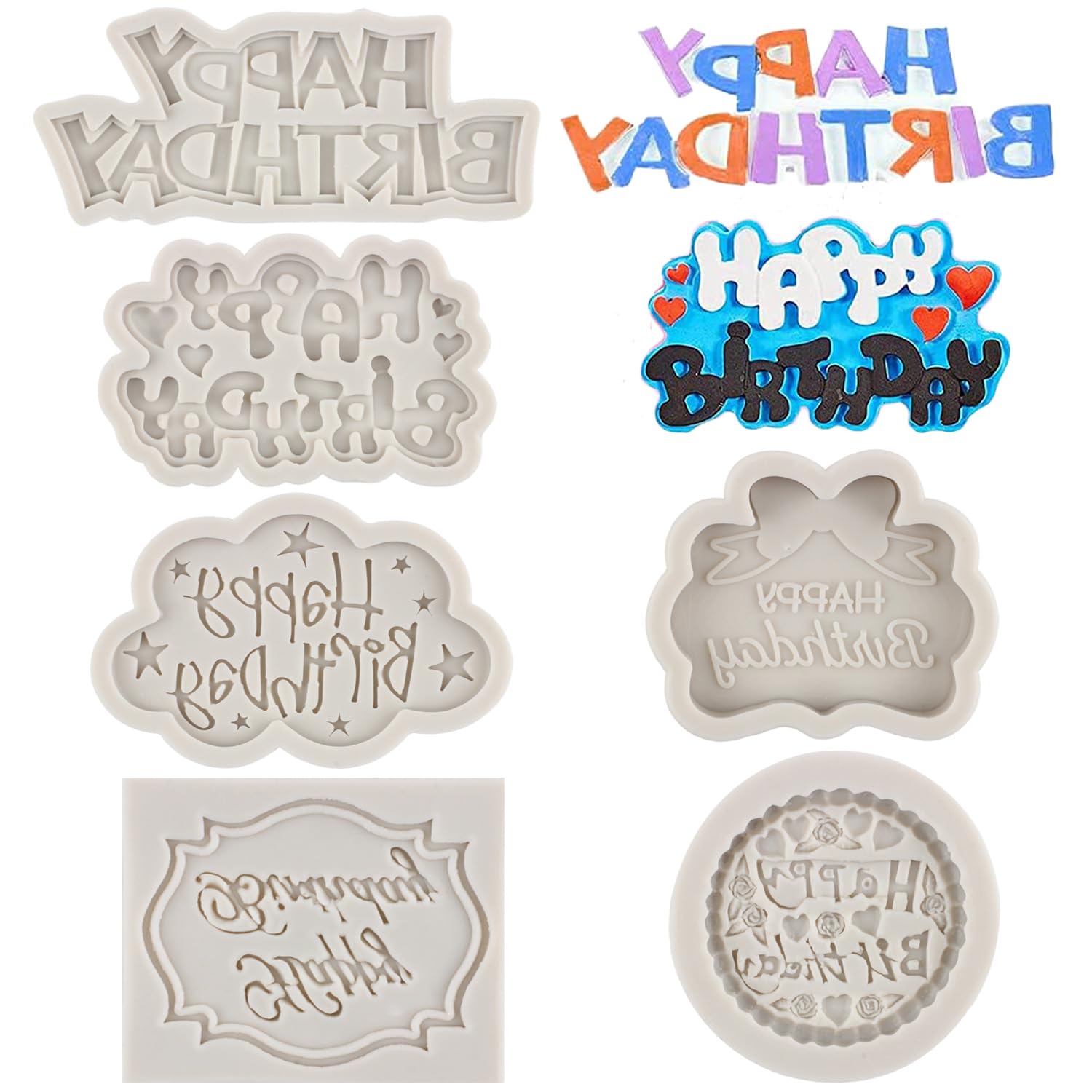 Mypracs Happy Birthday Silicone Molds Birthday Alphabet Fondant Silicone Mold Letters Chocolate Mold For Birthday Party Cake Dec