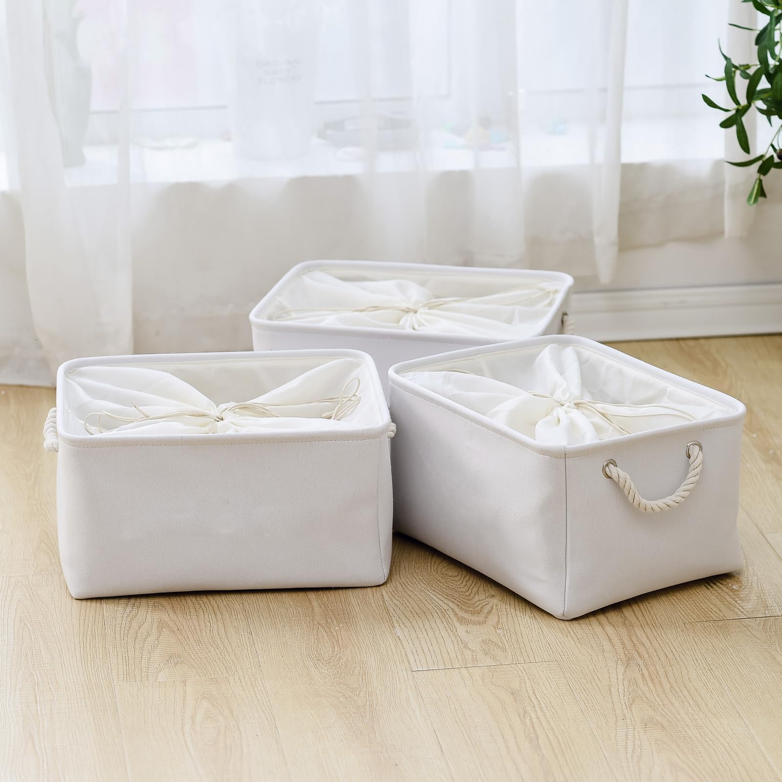 Thewarmhome Storage Basket For Gifts Empty - Jumbo 3 Pack 7.7X13.8X9.7 Inch Collapsible Storage Bin For Shelves, Toy Box Storage