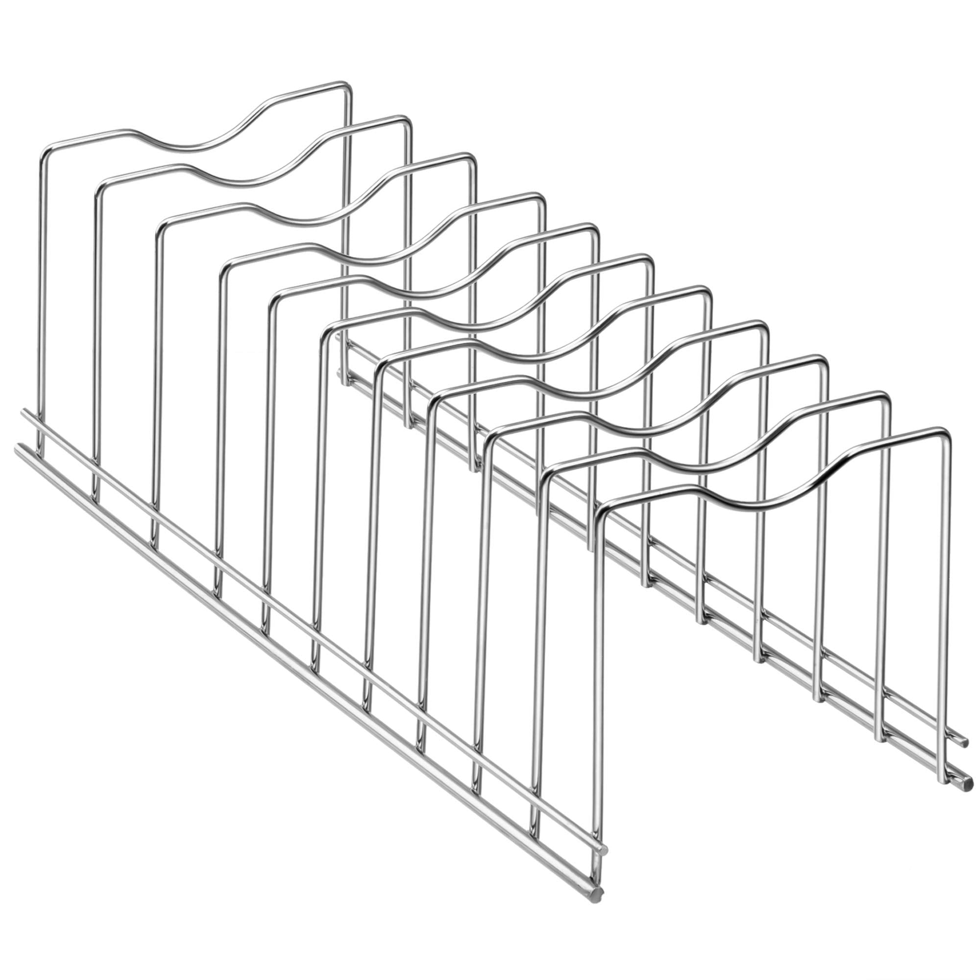 Slideep Pot Pan Lid Holder Rack Organizer, Kitchen Dish Plate Storage Organizer Drying Rack, Bakeware Pot Lid Rack Holder Organi