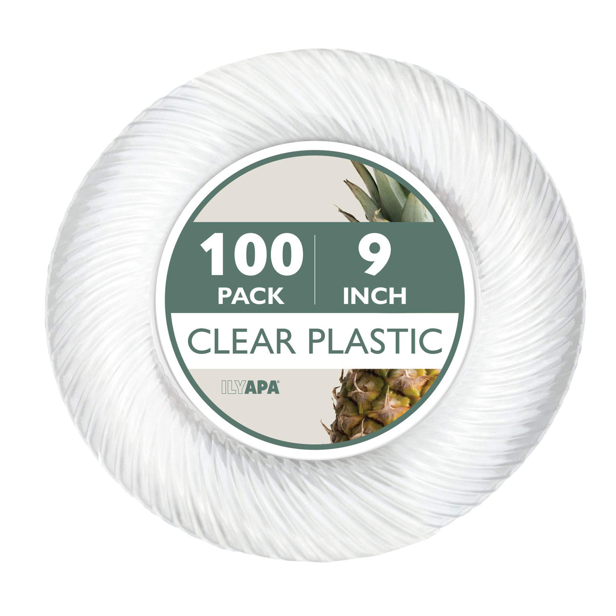 Ilyapa 100 Pack 9 Inch Disposable Dessert Plates, Plastic Clear Party Sets For 100 Guests, Clear Appetizer And Cake Plates 9 '',