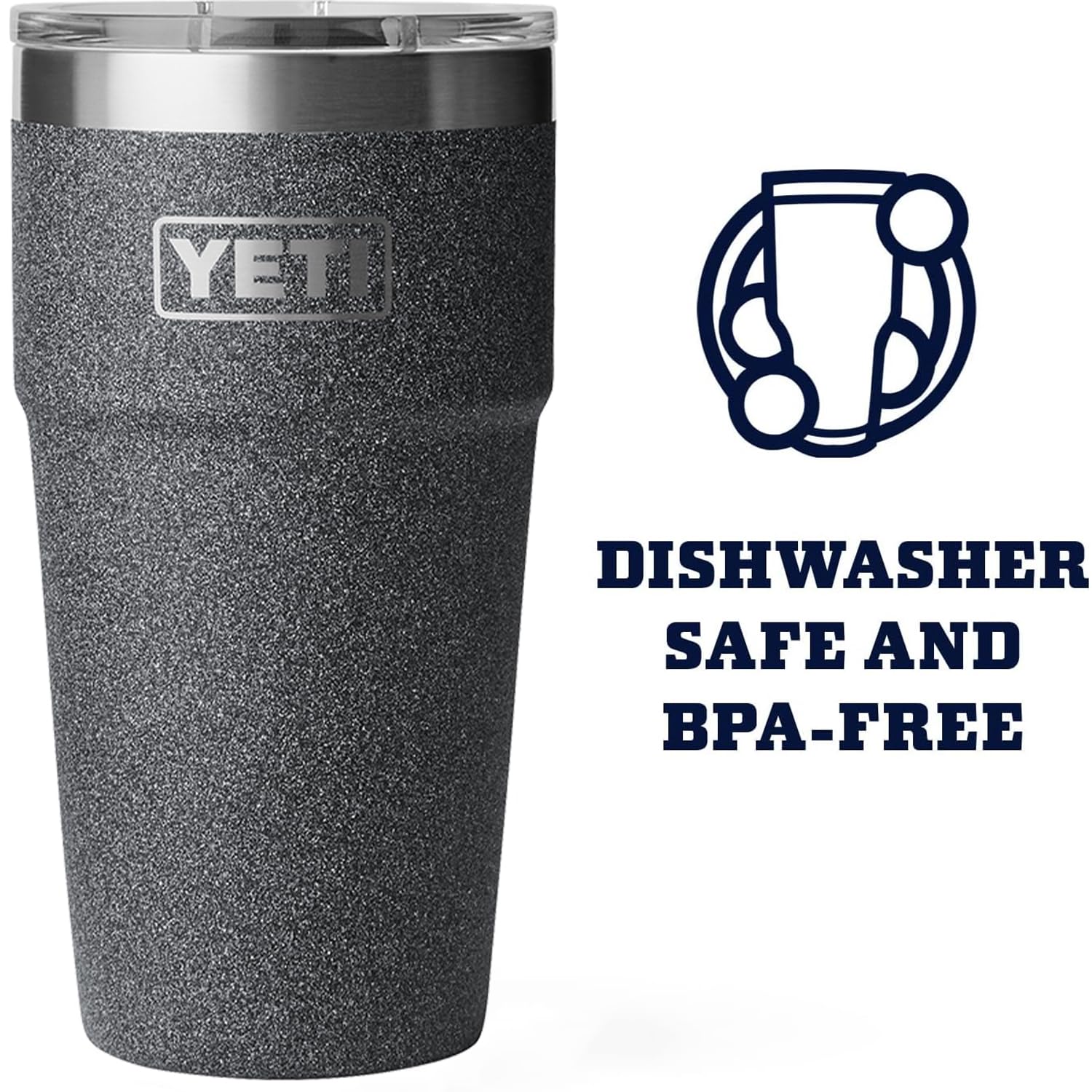 Yeti Rambler Stackable Pint, Vacuum Insulated, Stainless Steel With Magslider Lid, Black Stone