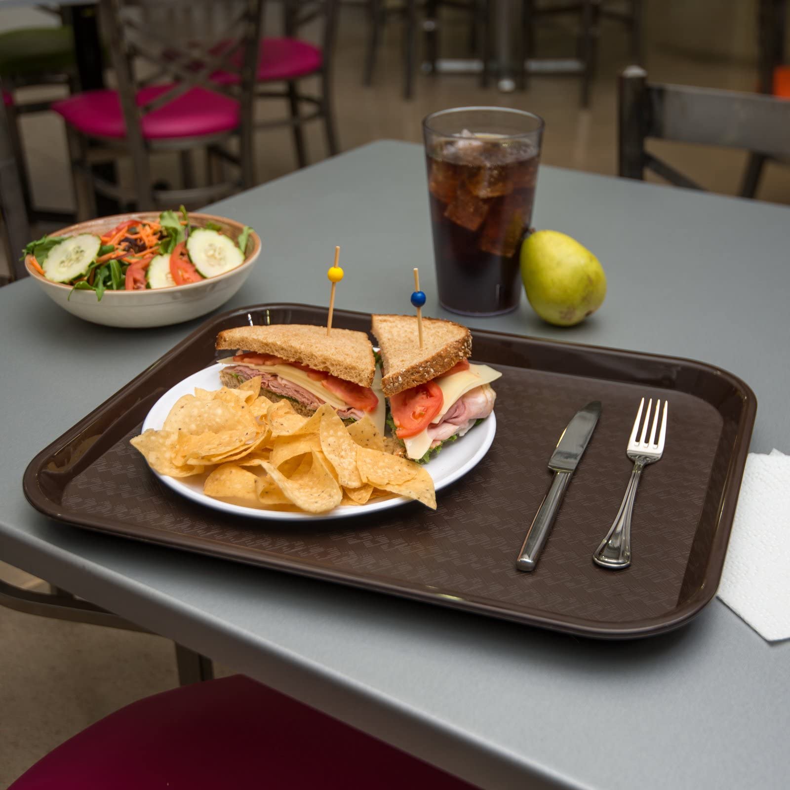 Carlisle Foodservice Products Cafe Plastic Fast Food Tray, 14'' X 18'', Chocolate