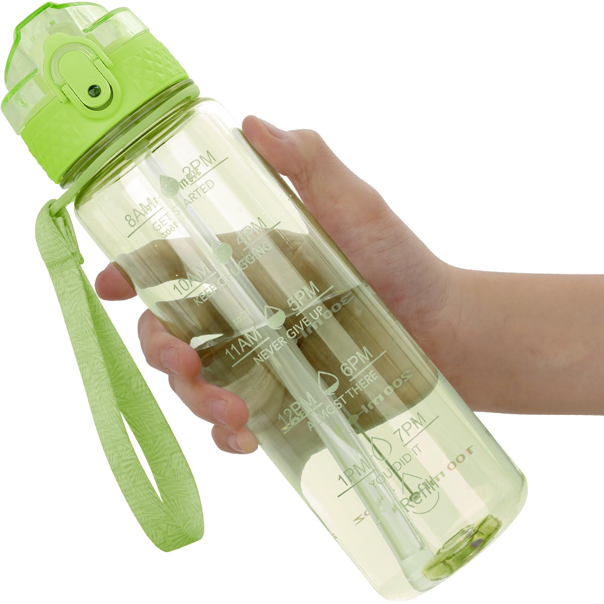 OLDLEY 17oz Kids Motivational Water Bottle, Leak-Proof Tritan BPA-Free, Reusable for School Girls & Boys, Silicone Straw, Parrot