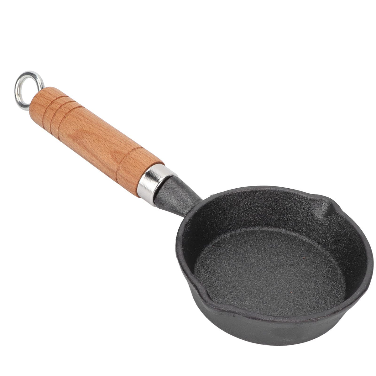 Fdit Frying Pan, 10Cm Casting Iron Pan With Wood Handle Egg Frying Pan Skillet Mini Flat Bottomed Pancake Pan Cookware Kitchen U