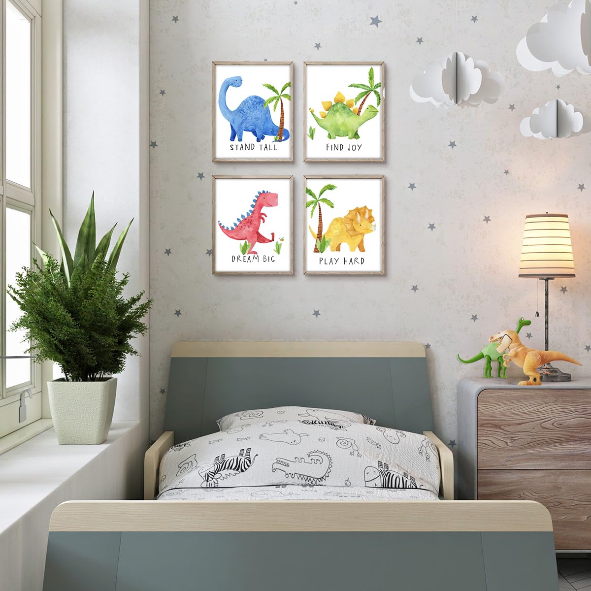 Dazzlewall Watercolor Dinosaur Wall Decor Poster Motivational Quotes Wall Poster For Nursery Kids Room Decor 8X10 In Unframed Se
