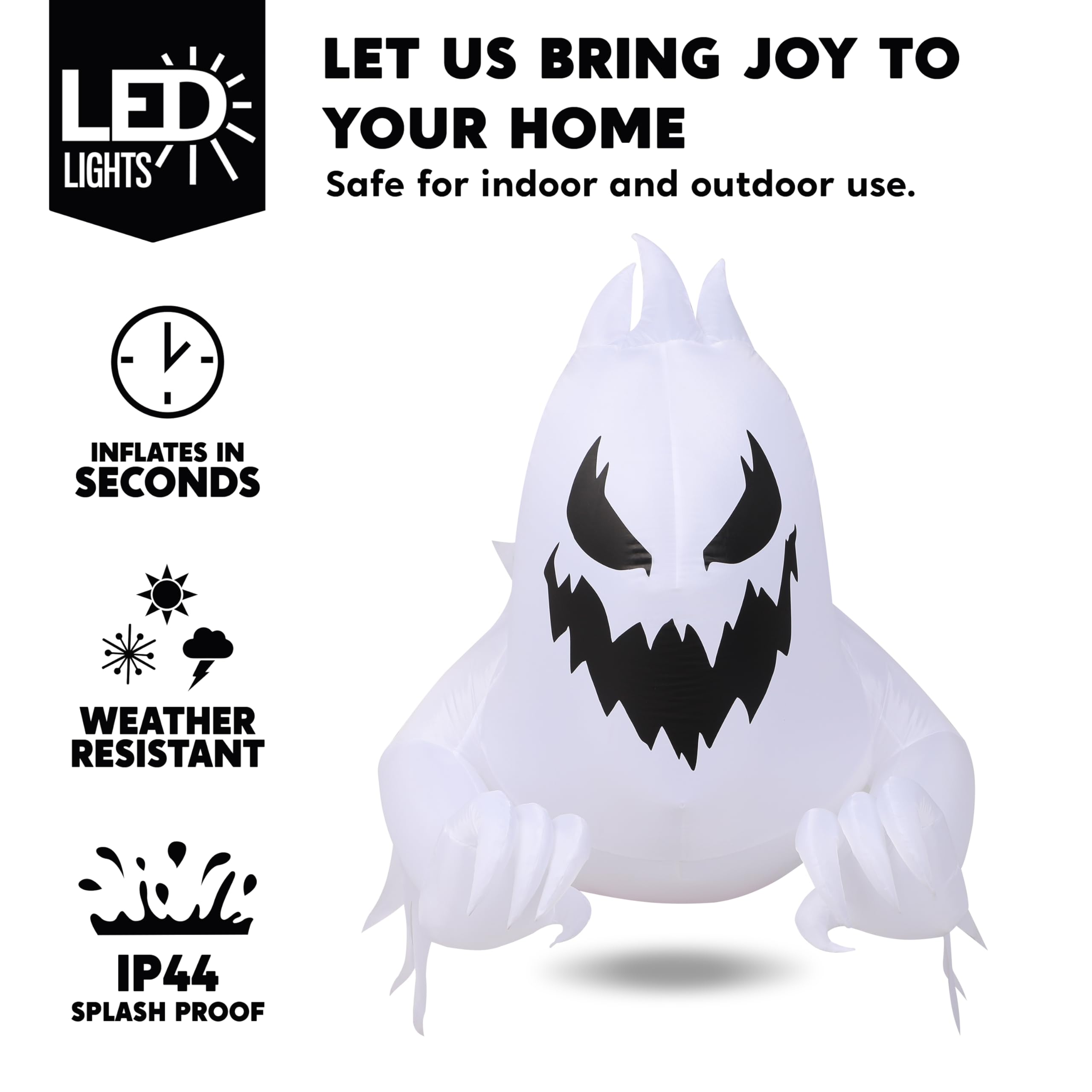 Joiedomi 4.5 FT Halloween Inflatable Scary Ghost Outdoor Decoration, Inflatable Window Breaker Decoration with Rotating Purple L