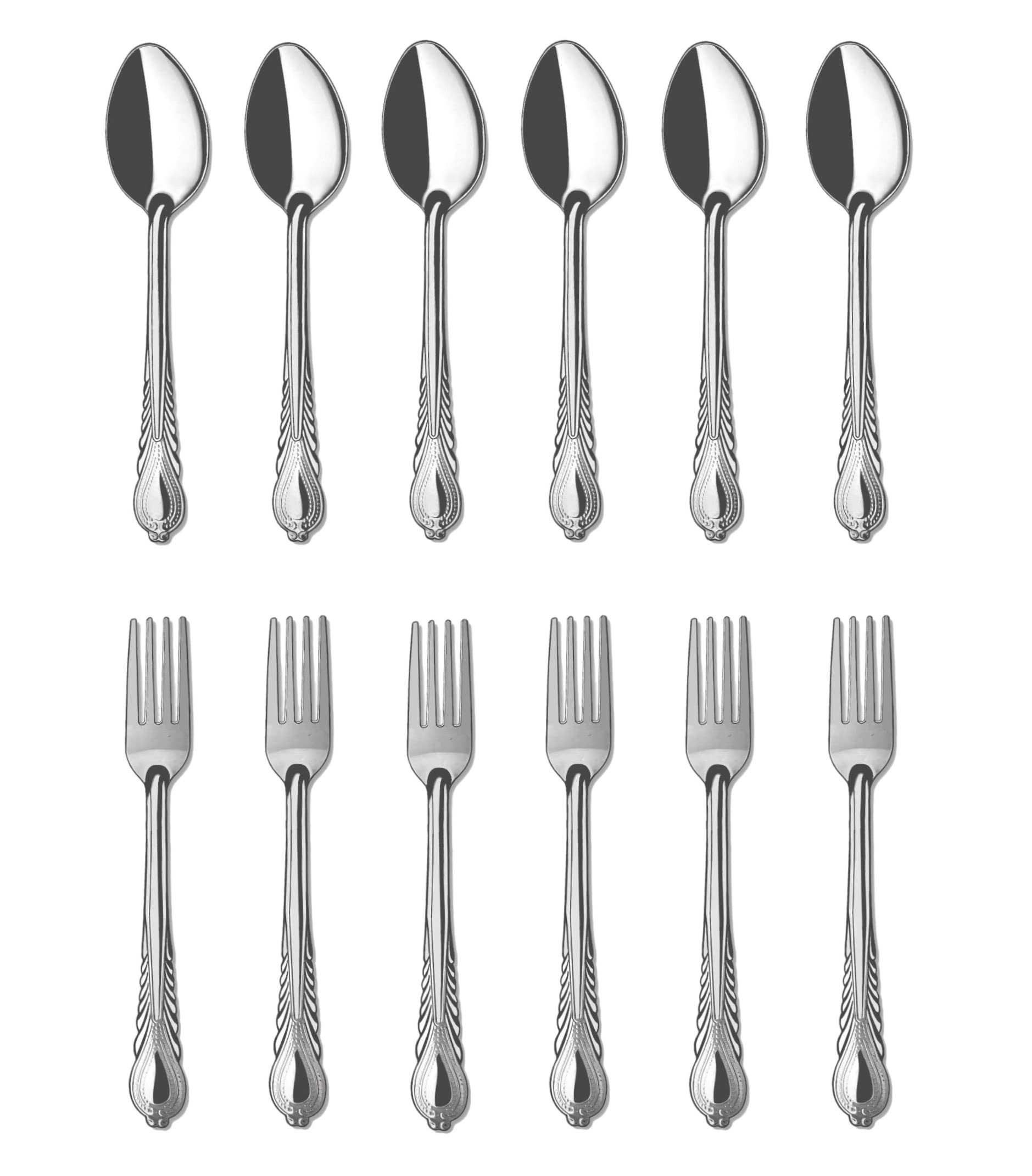 Forks And Spoons 12 Pieces Stainless Steel Cutlery Silverware Flatware Tableware Set Dishwasher Safe Rust And Heat Resistant