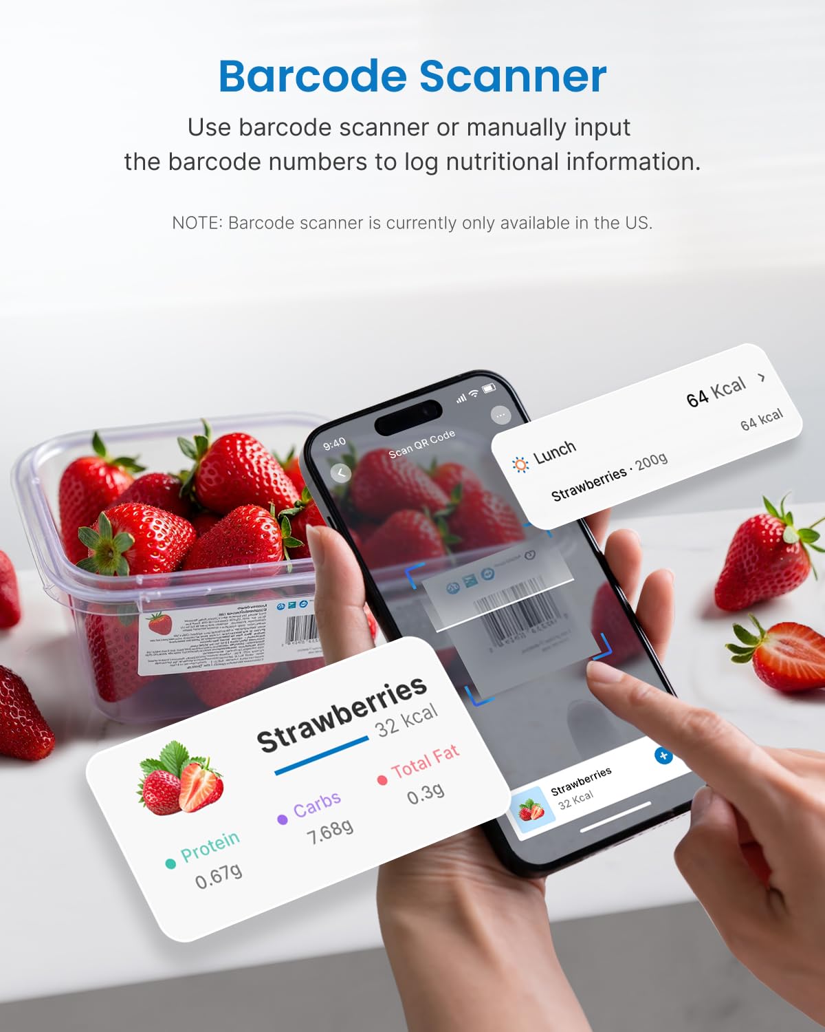 Renpho Food Scale With Nutritional Calculator, Digital Kitchen Scale For Weight Loss, Smart Food Weight Scale With App For Macro