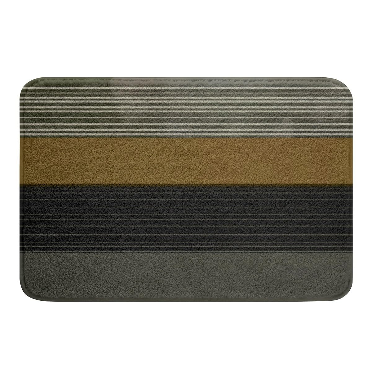 Erosebridal Geometric Striped Bathroom Rug 16x 24,Abstract Art Bath Mat,Olive Black Lines Doormats Floor Mat,Modern Fashion Non 