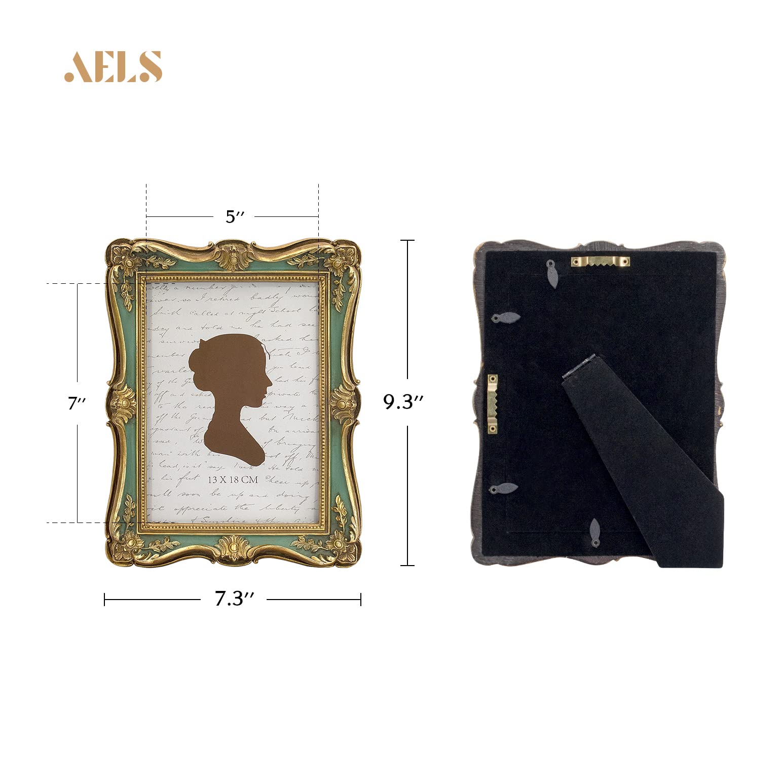 AELS 5x7 Inch Vintage Picture Frame, Elegant Antique Photo Frames with Glass Front, Photo Display, Tabletop Wall Hanging, Gift I