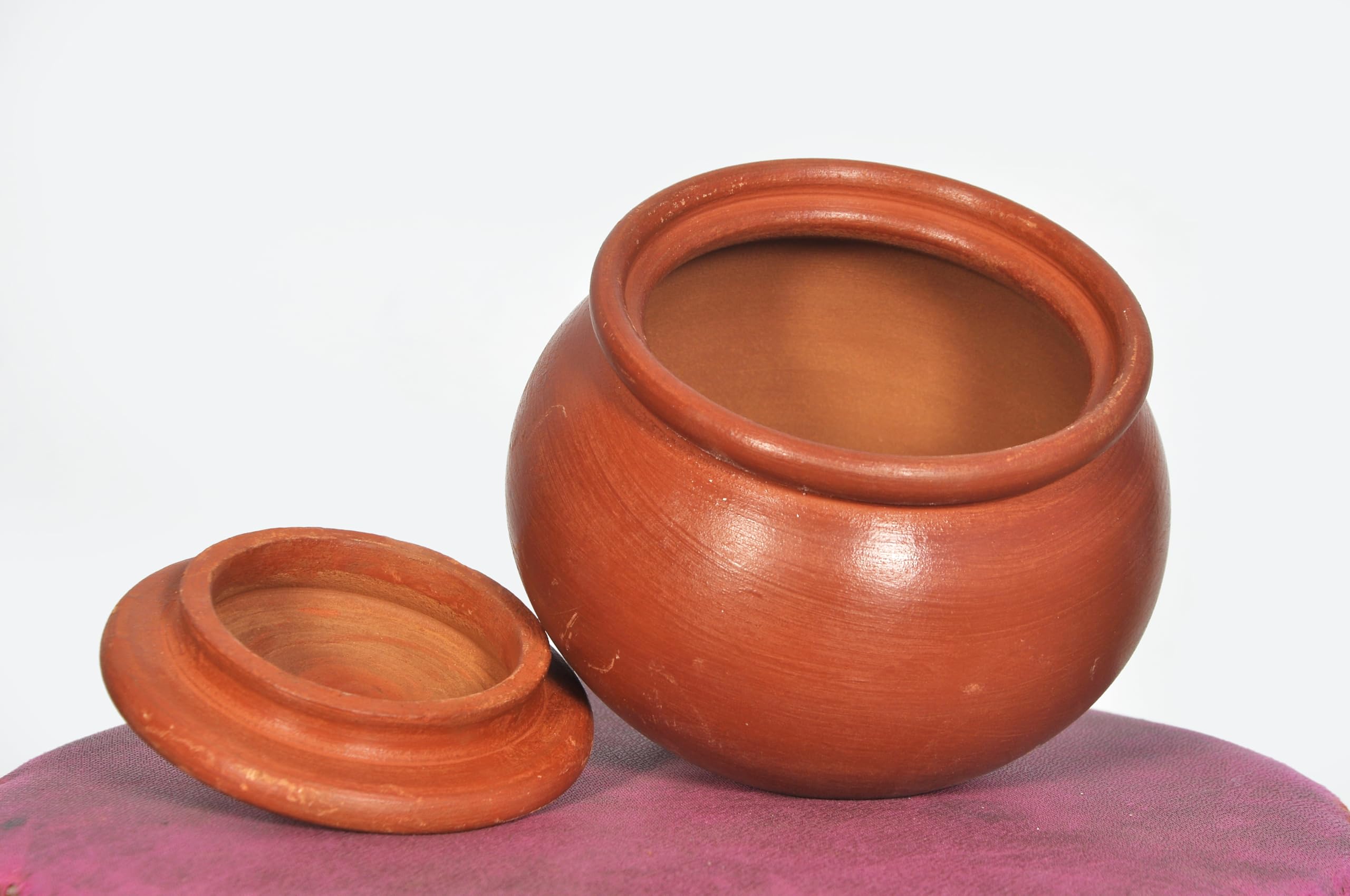 The Handcraft Clay Curd Pot With Lid, Terracotta Dal Handi,Mitt Matka, Bowl, Brown 300Ml