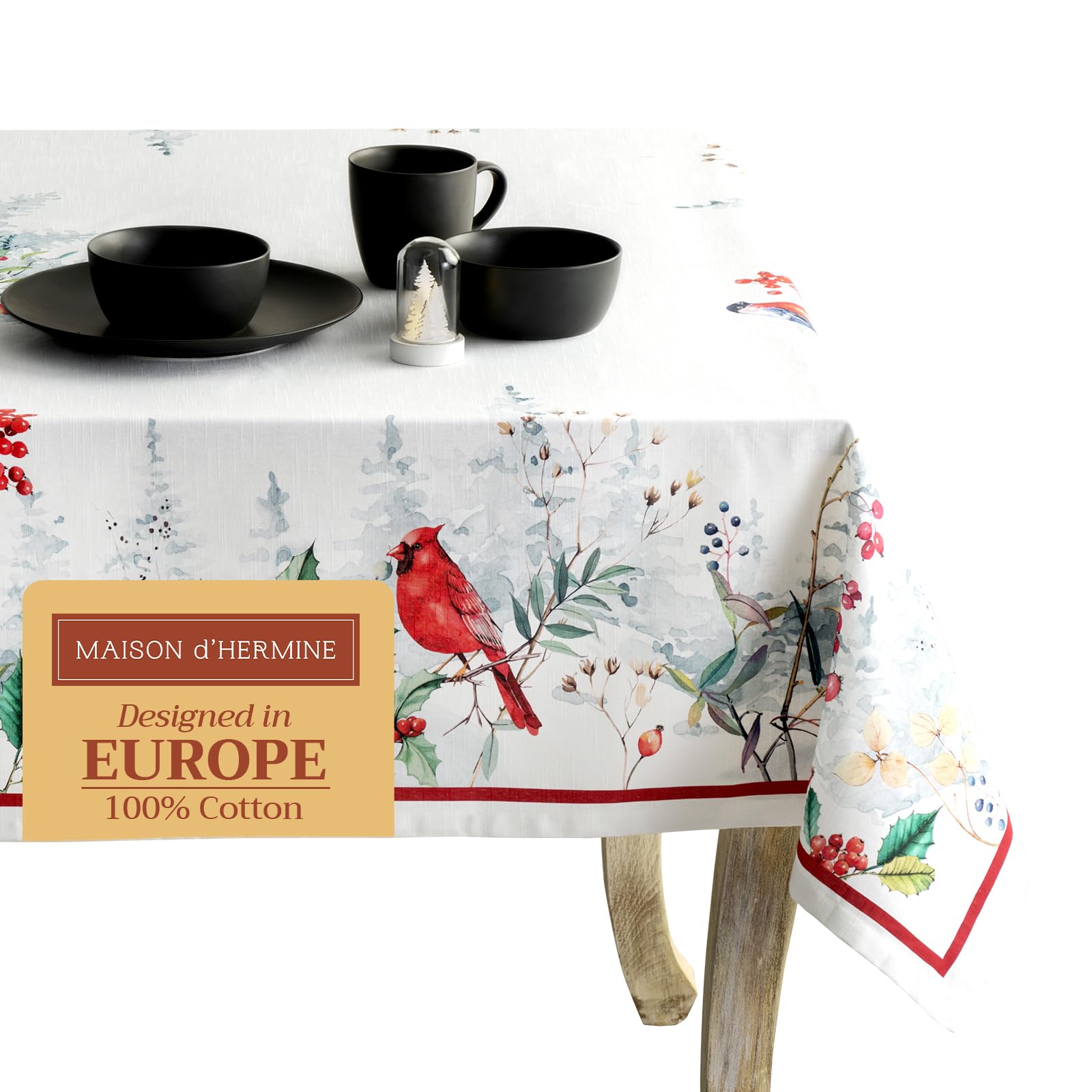 Maison D' Hermine Table Cloths 100% Cotton 60 Inch X 90 Inch Decorative Washable Rectangle Tablecloth Table Cloth, Dining, Kitch