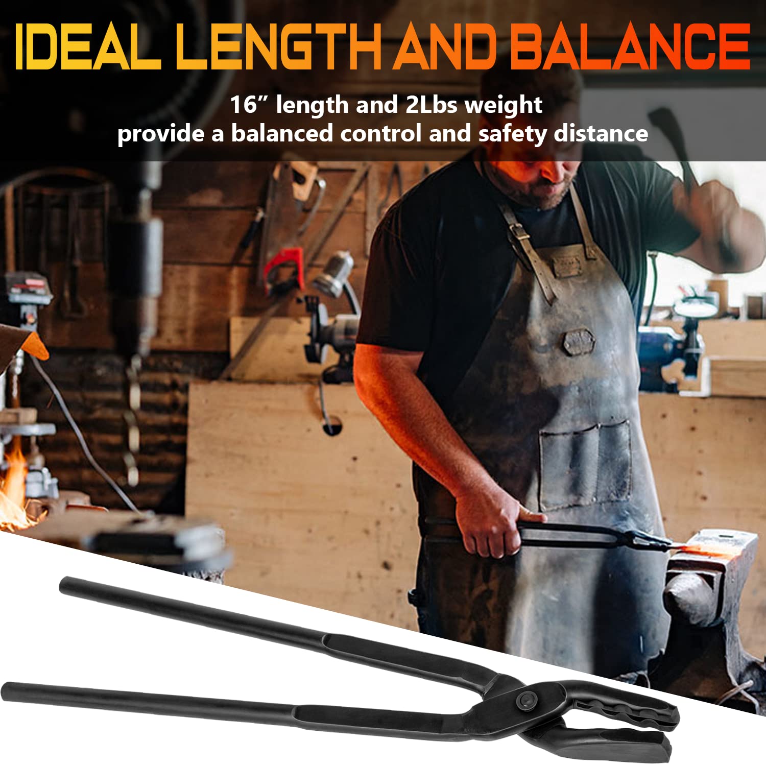 Blacksmith Wolf Jaw Tongs Essential Blacksmithing Utensils Forge Tong For Blacksmiths Handmade Beginners And Professionals (16In