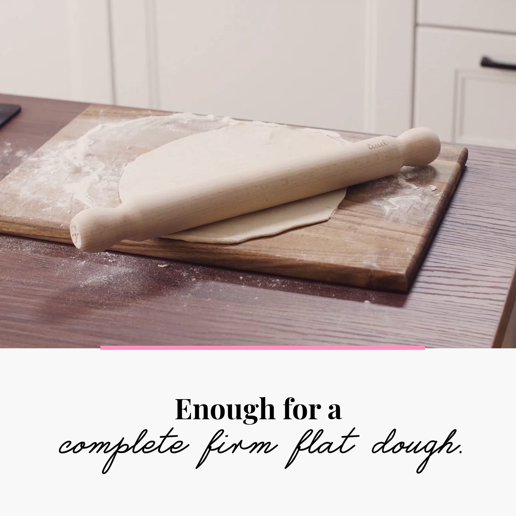 Tuuli Kitchen - French Wooden Rolling Pin, Baking Roller For Rolling Out Pizza, Pasta, Puff And Other Doughs, 40 X 4 Cm