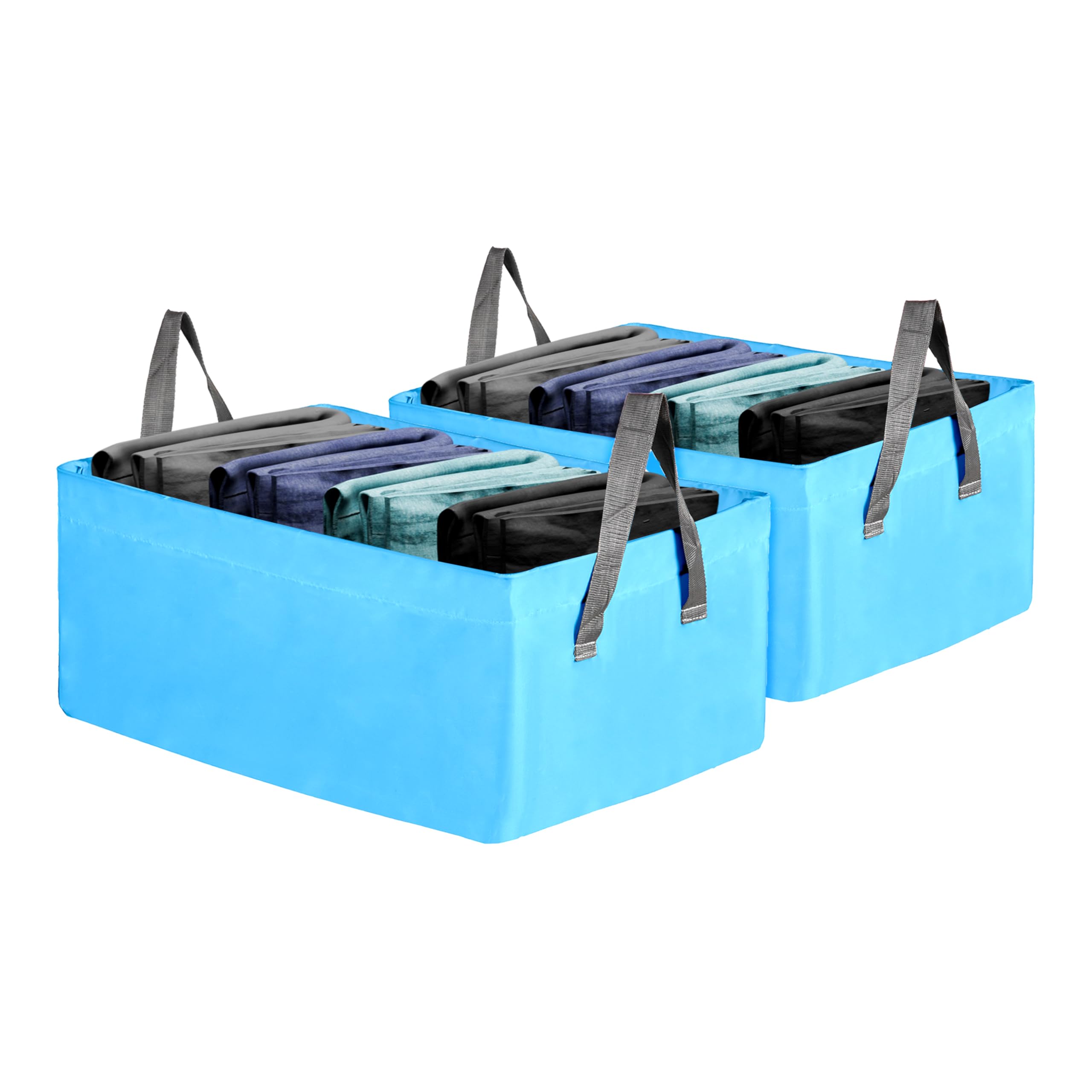 Kuber Industries Pack Of 2 Wardrobe Organizer | Foldable Metal Frame Storage Baskets For Clothing | Parachute Storage Box For Pa