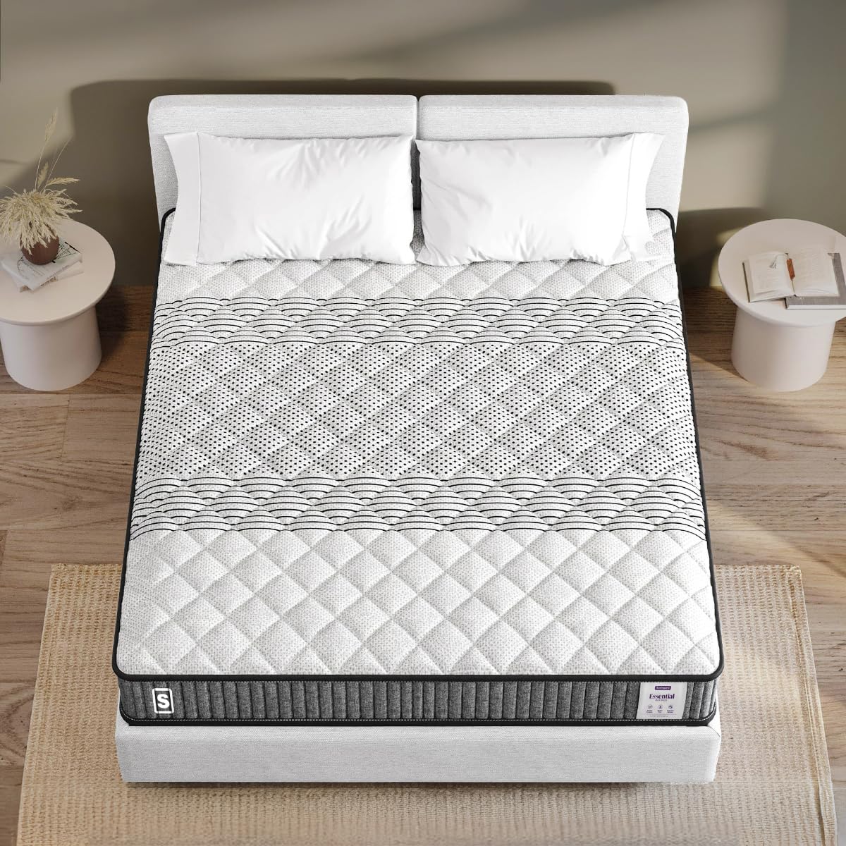 Springwel Essential Reversible 6 Inch Mattress | 15 Yrs Warranty | Hr Foam | Medium Firm Quilted Mattress With Breathable & Anti