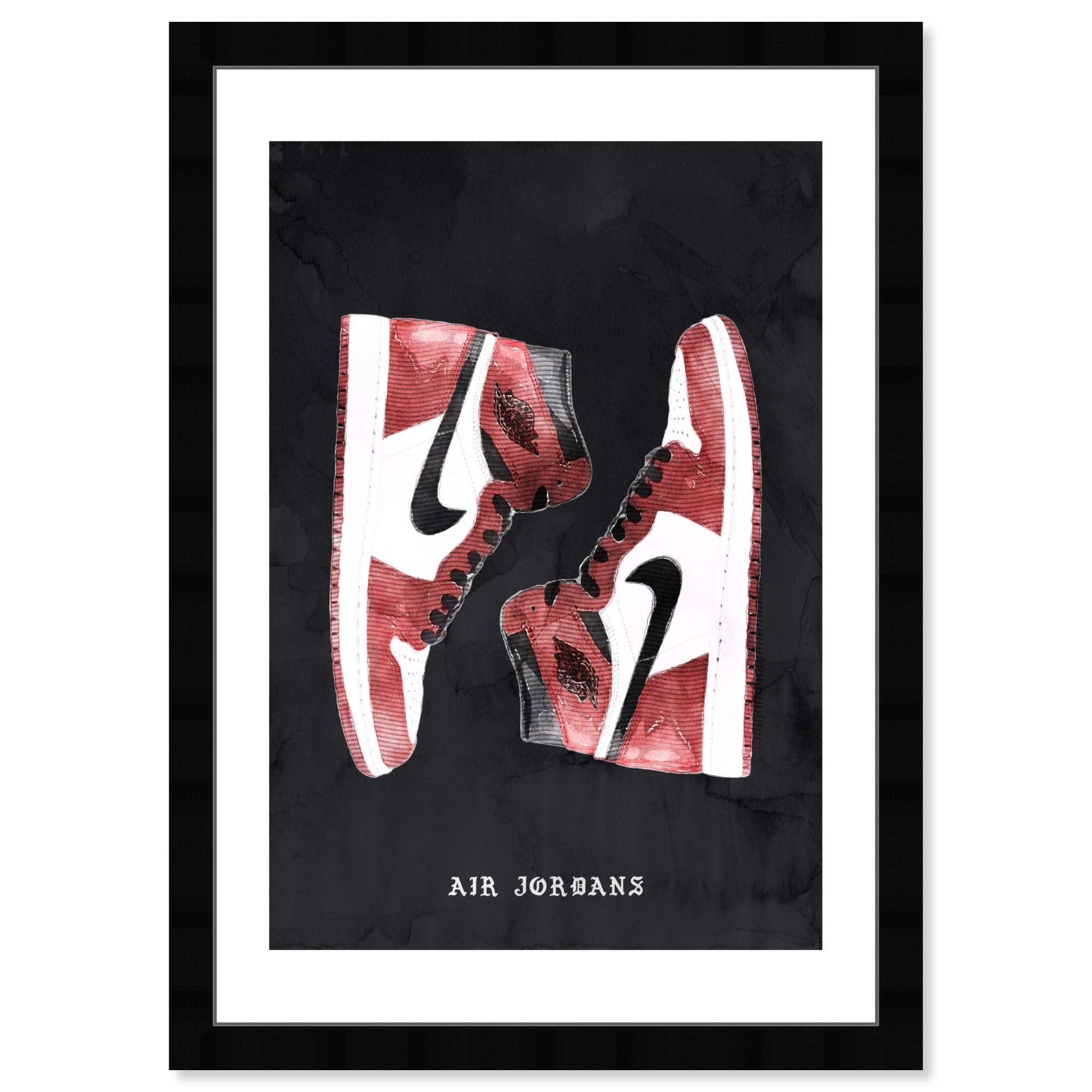 Wynwood Studio Red Basketball Sneakers Wall Art Street Style Home D  Cor Framed Poster Print Painting 'Classic Sneakers' In Blac