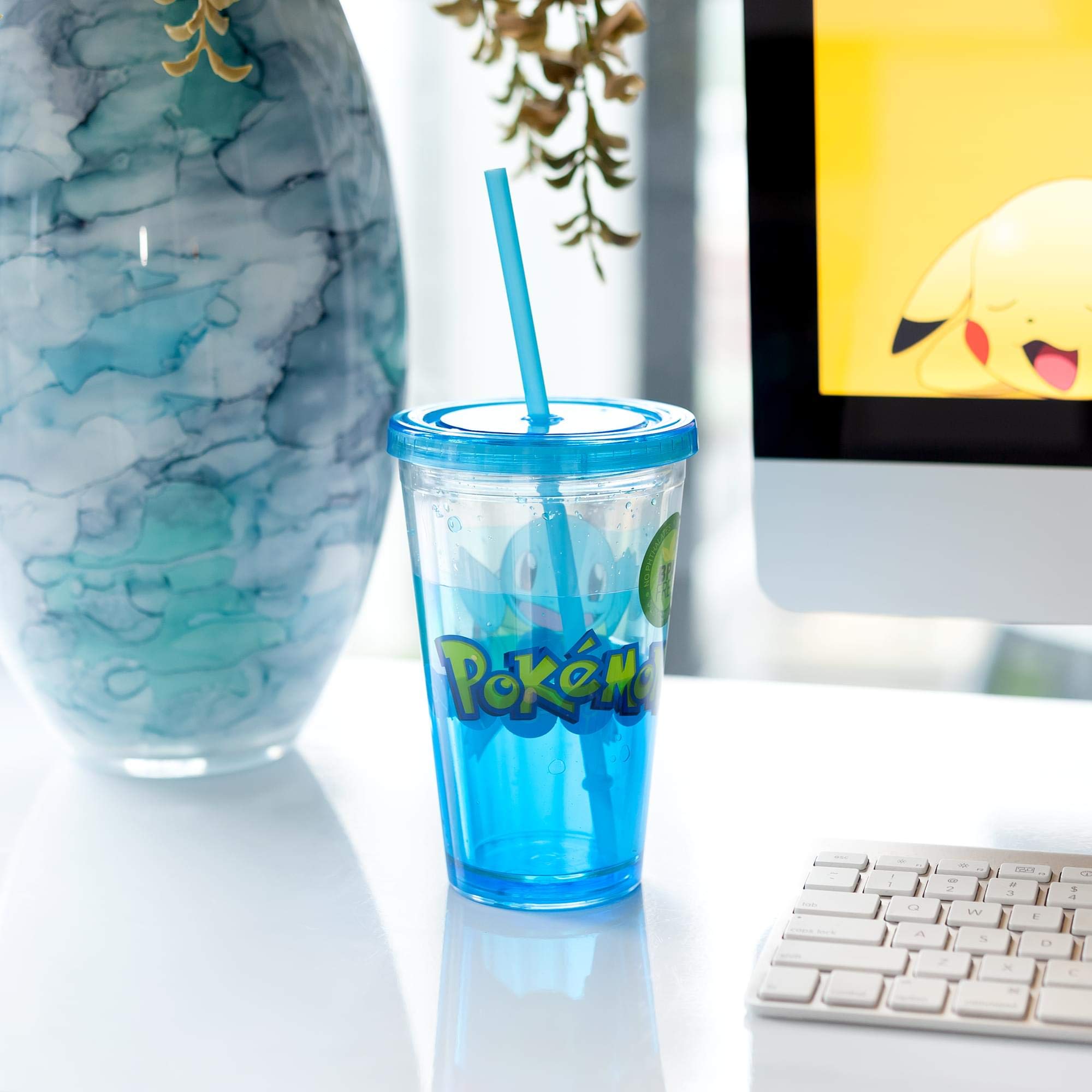 Pokemon Carnival Cup (16Oz) With Glitter And Confetti Featuring Catchable Water Type Poke Squirtle