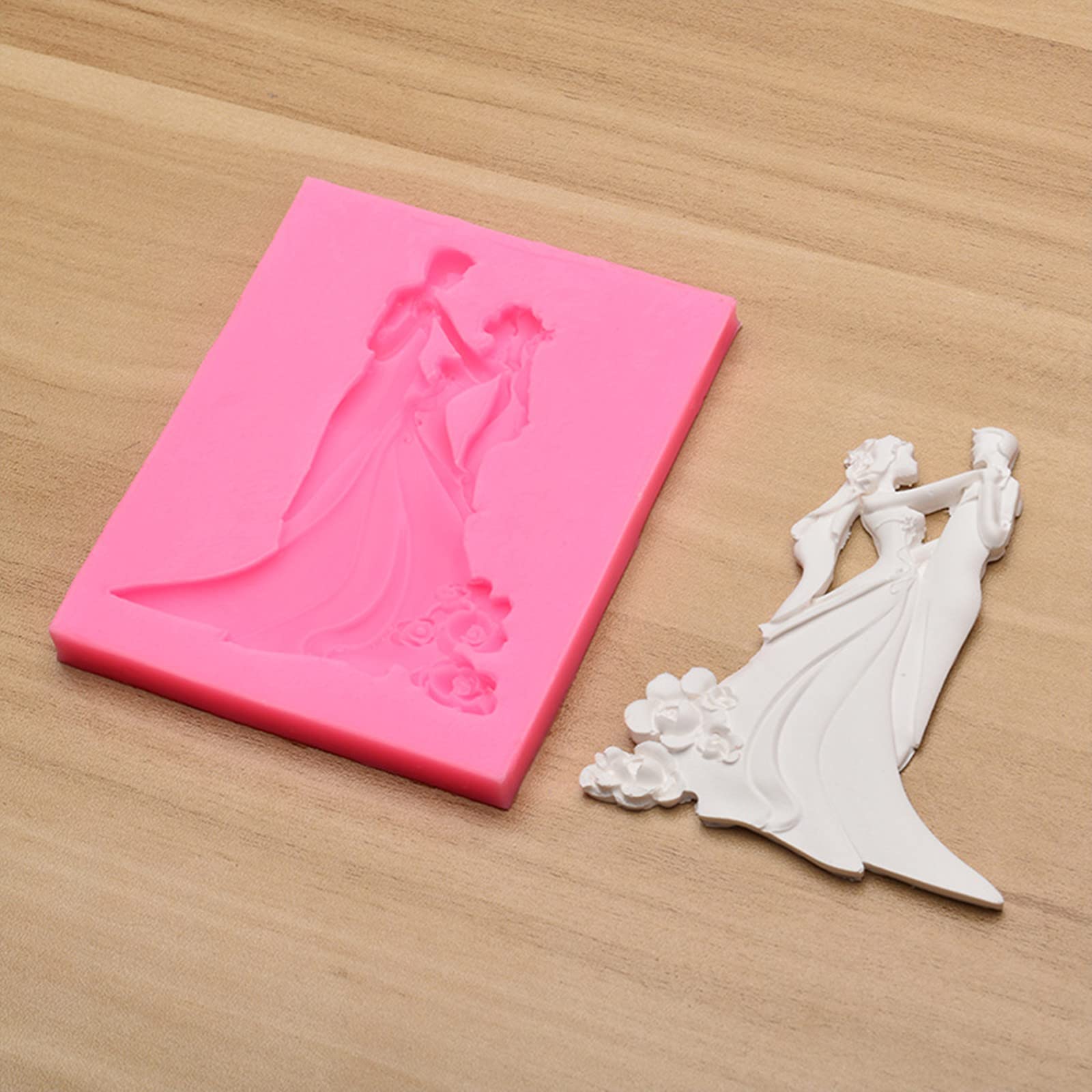 3Pcs Bride And Groom Fondant Mold Wedding Dress Tuxedo Silicone Mold For Wedding Party Cake Decorating Cupcake Topper Chocolate