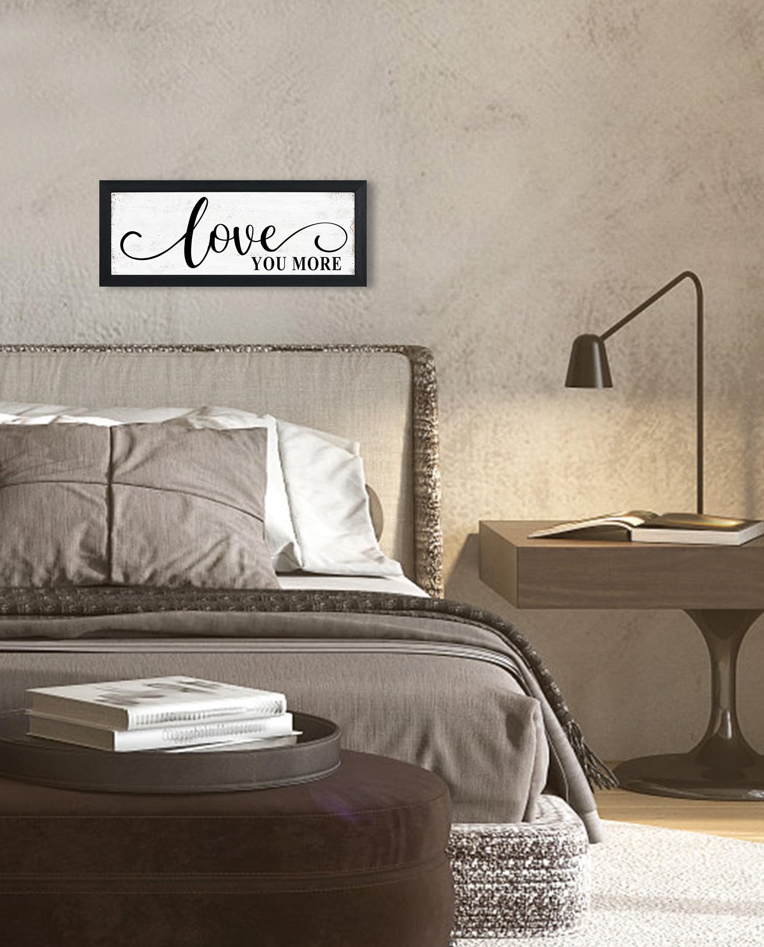 Love You More Sign Wall Decor: Love Quotes Wall Art Modern Master Bedroom Signs Wall Decor Above Bed Framed Aesthetic Farmhouse