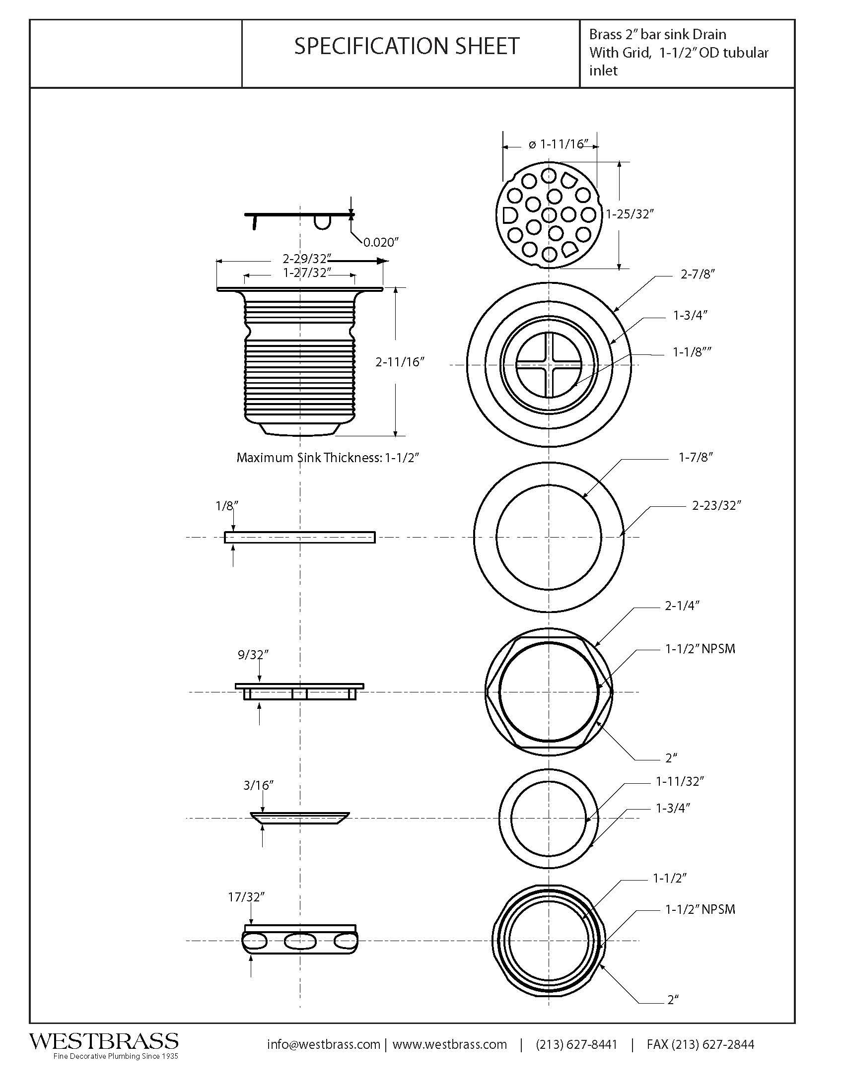 Westbrass A2181-62 Junior Bar And Laundry Sink Drain Assembly With Strainer Grid Cover, Matte Black