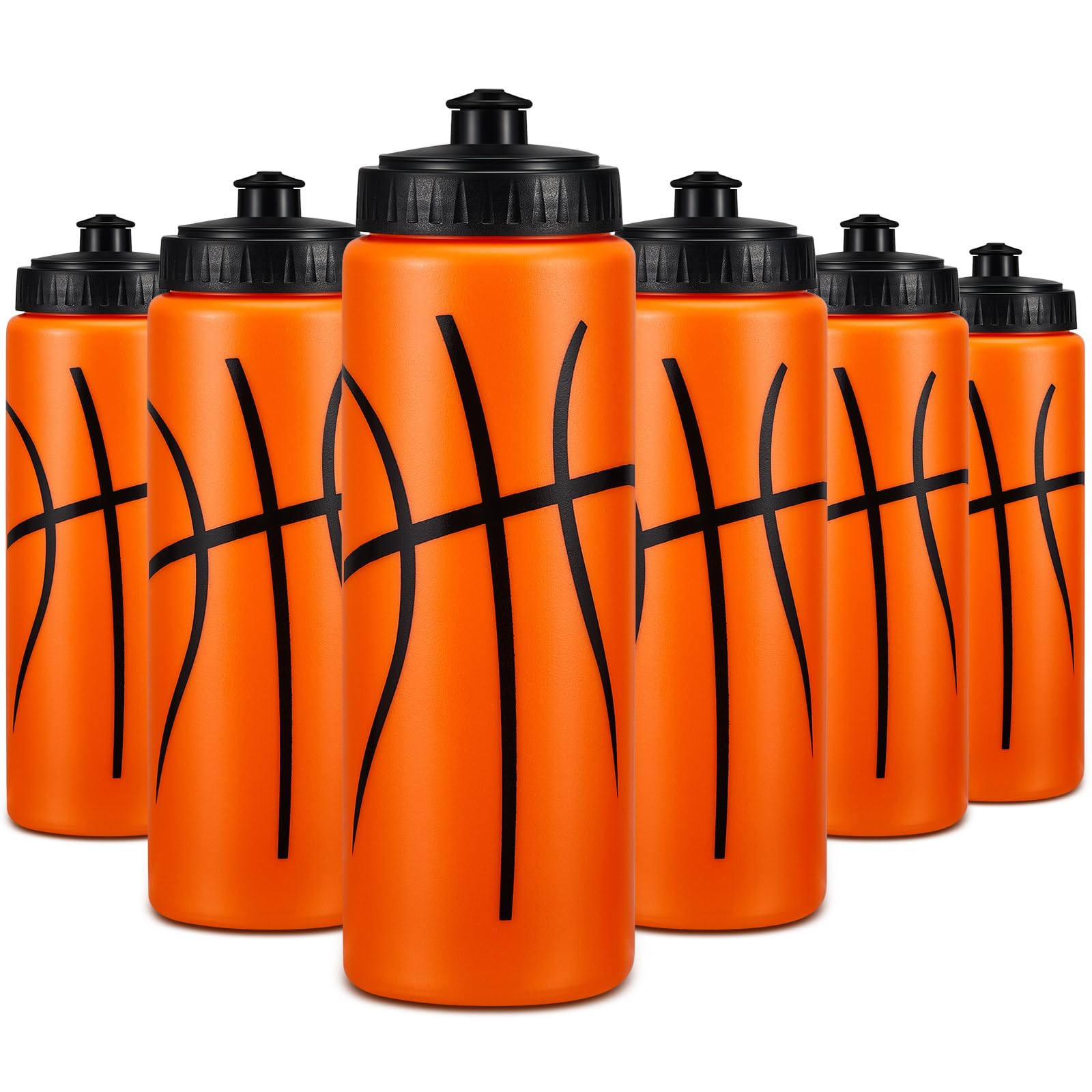 Yaomiao 6 Pcs Basketball Water Bottle 20 oz Reusable Bpa Free Squeeze Easy Carry Leak Proof for Team Sports Basketball Stuff Par