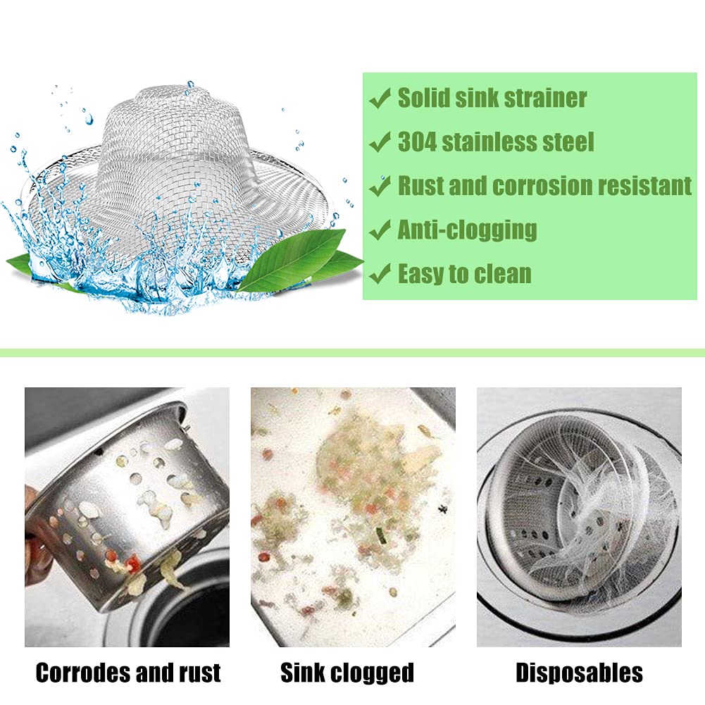 10pcs Mesh Sink Strainer  4.5'' Diameter Stainless Steel Slop Basket Filter Trap  Metal Kitchen Drain Strainer  Hair Basket Drain - Fits Most Kitchen Sinks  Bathroom Sinks Shower Drains Floor Drain