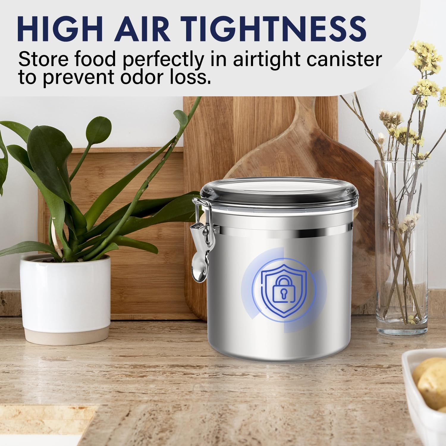 Enloy 165Oz Stainless Steel Airtight Canister For Kitchen, Large Flour Coffee Bean Tea Cereal Sugar Cookie Metal Food Storage Ca