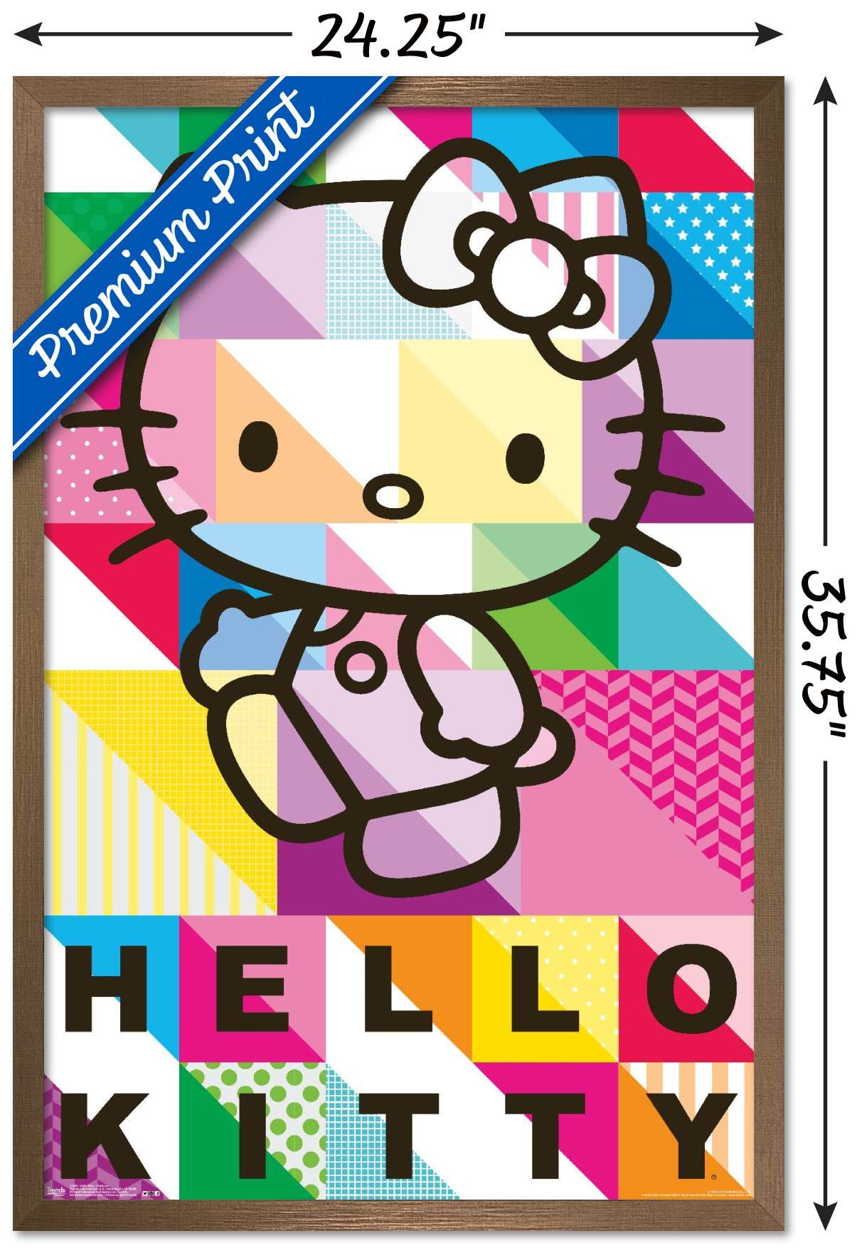 Trends International Hello Kitty - Patterns Wall Poster, 22.375'' X 34'', Bronze Framed Version