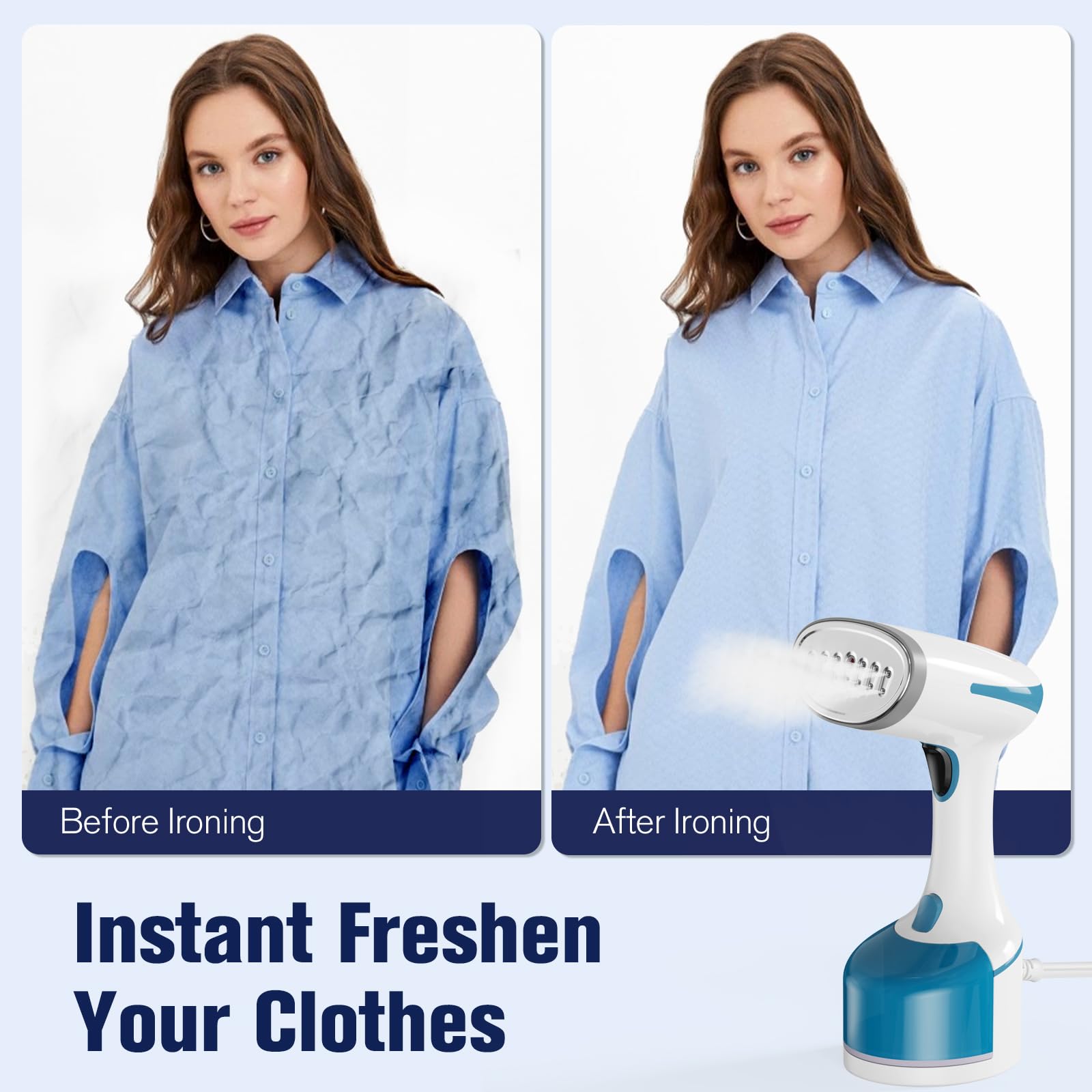Dbc Steamer For Clothes, 1500W Portable Handheld Garment With 250Ml Water Tank, 25S Fast Heat-Up, 2 In 1 Fabric Wrinkle Remover