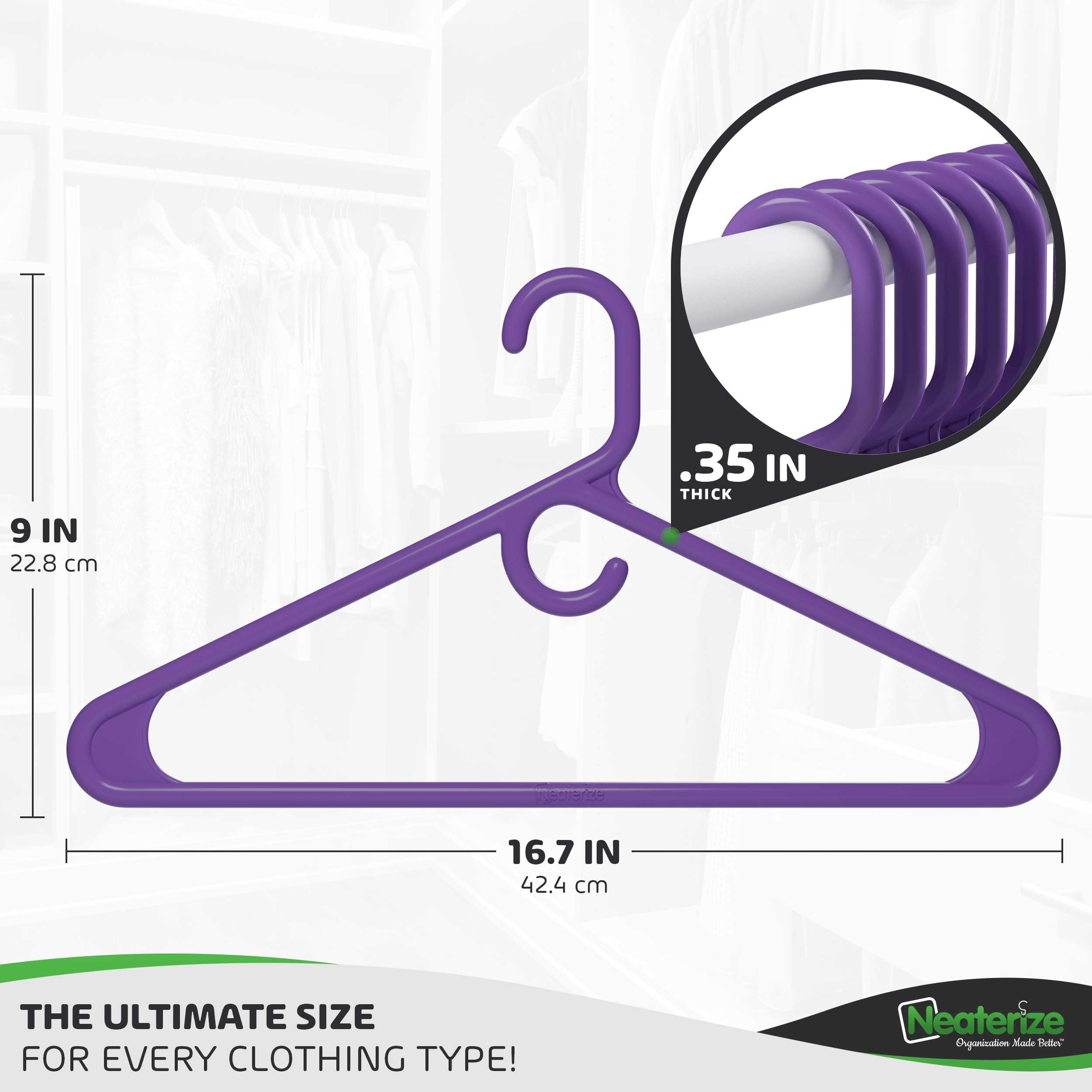 Ultra Heavy Duty Plastic Clothes Hangers - Purple - Durable Coat, Suit And Clothes Hanger. Perchas De Ropa (12 Pack - Purple)