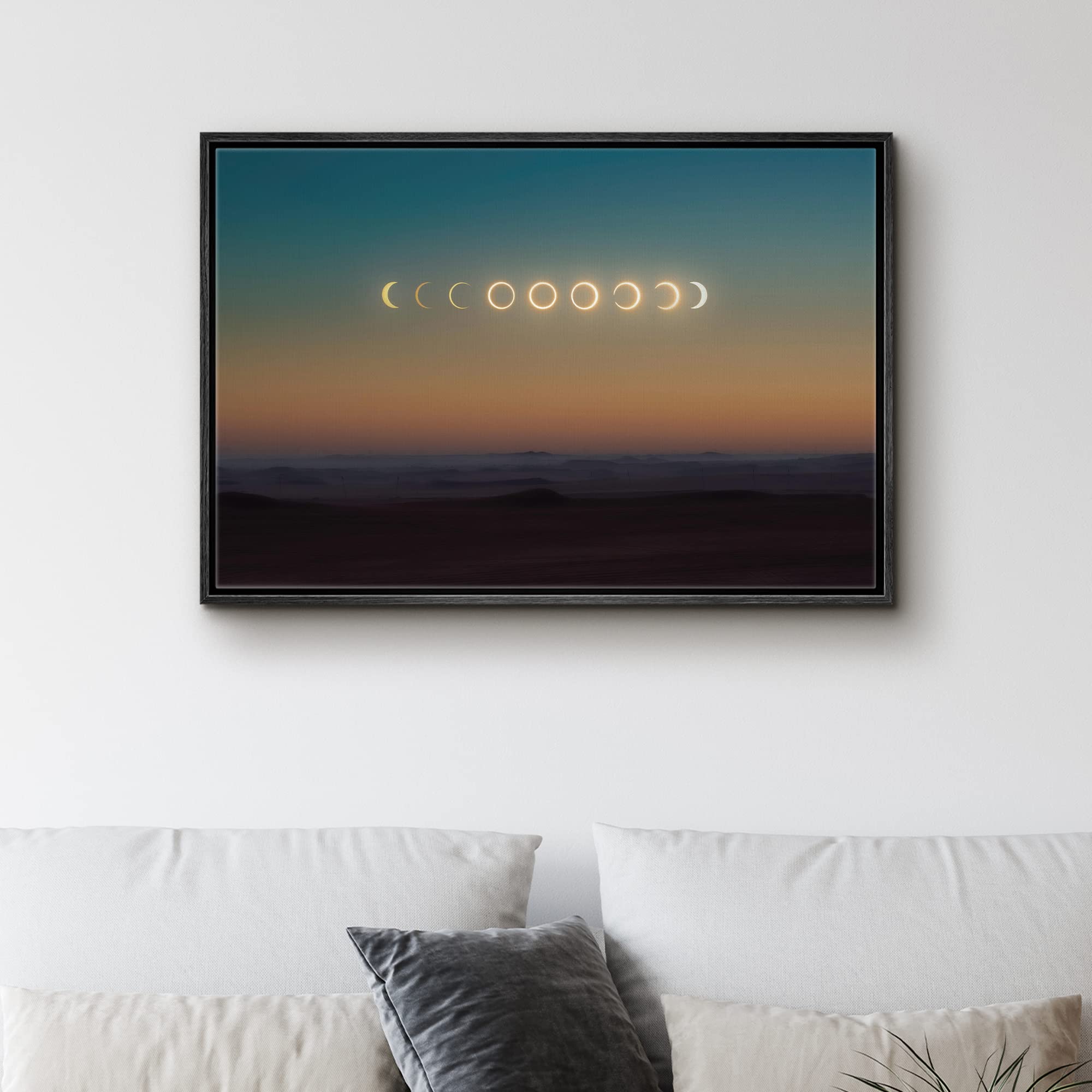 Signwin Framed Canvas Wall Art Moon Phase Aerial Astronomy & Space Expressive Global Moon Multicolor Photography Realism Warm -