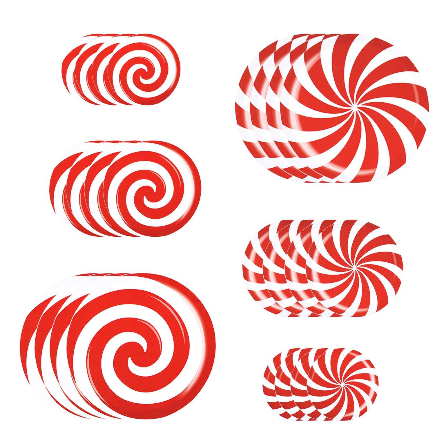 24 Pcs Peppermint Floor Decals Stickers-3 Sizes Self-Adhesive Design Christmas Candy Stickers,Floor Window Clings For Christmas