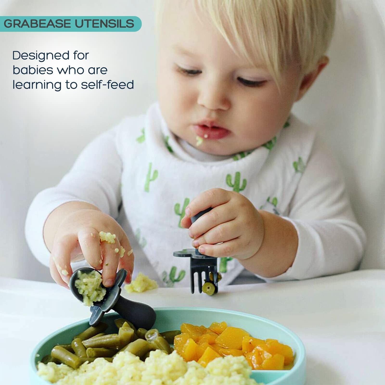 Grabease Baby & Toddler Utensils - Spoons & Forks - BPA-Free & Phthalate-Free, Cutlery Set for Baby & Toddler