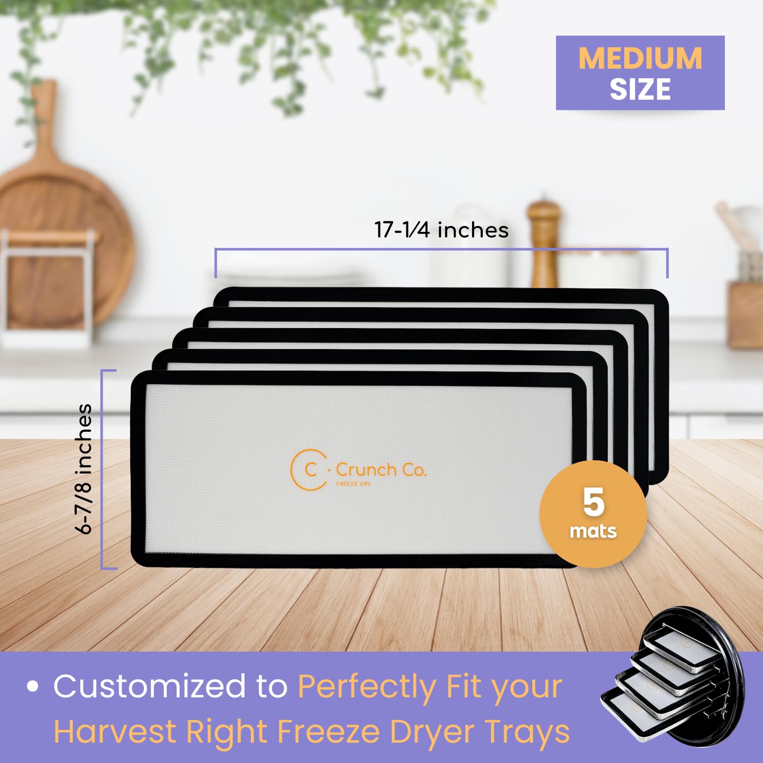 Crunch Co. Silicone Mats For Harvest Right Freeze Dryer (M - Medium) 5 Pack