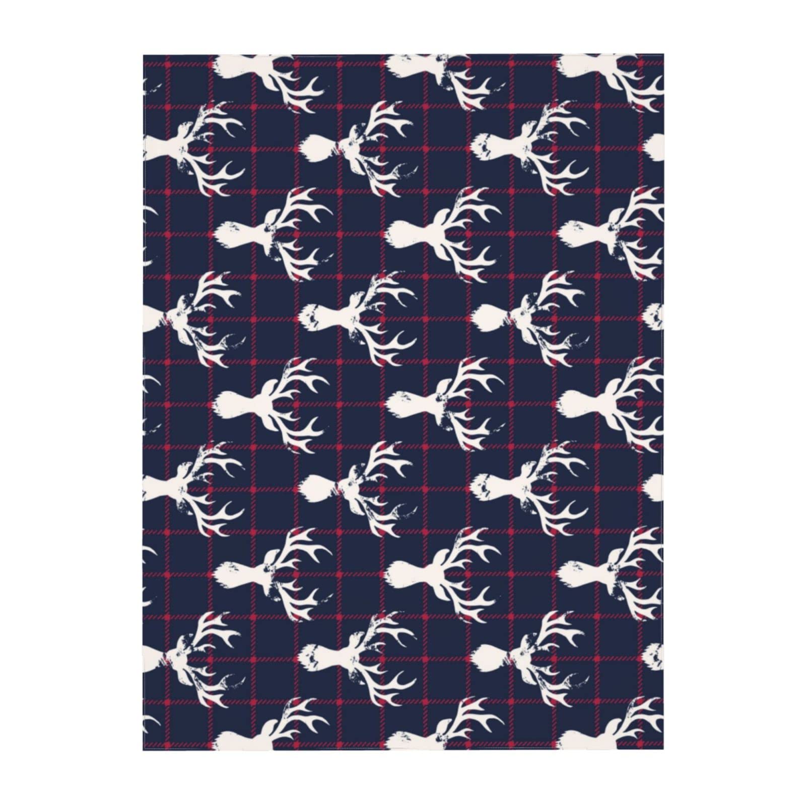 Cukemip Farmhouse Table Cloth Moose Deer Navy Blue Plaid Tablecloth For Dinning Room Kitchen Birthday Party Outdoor Decorations